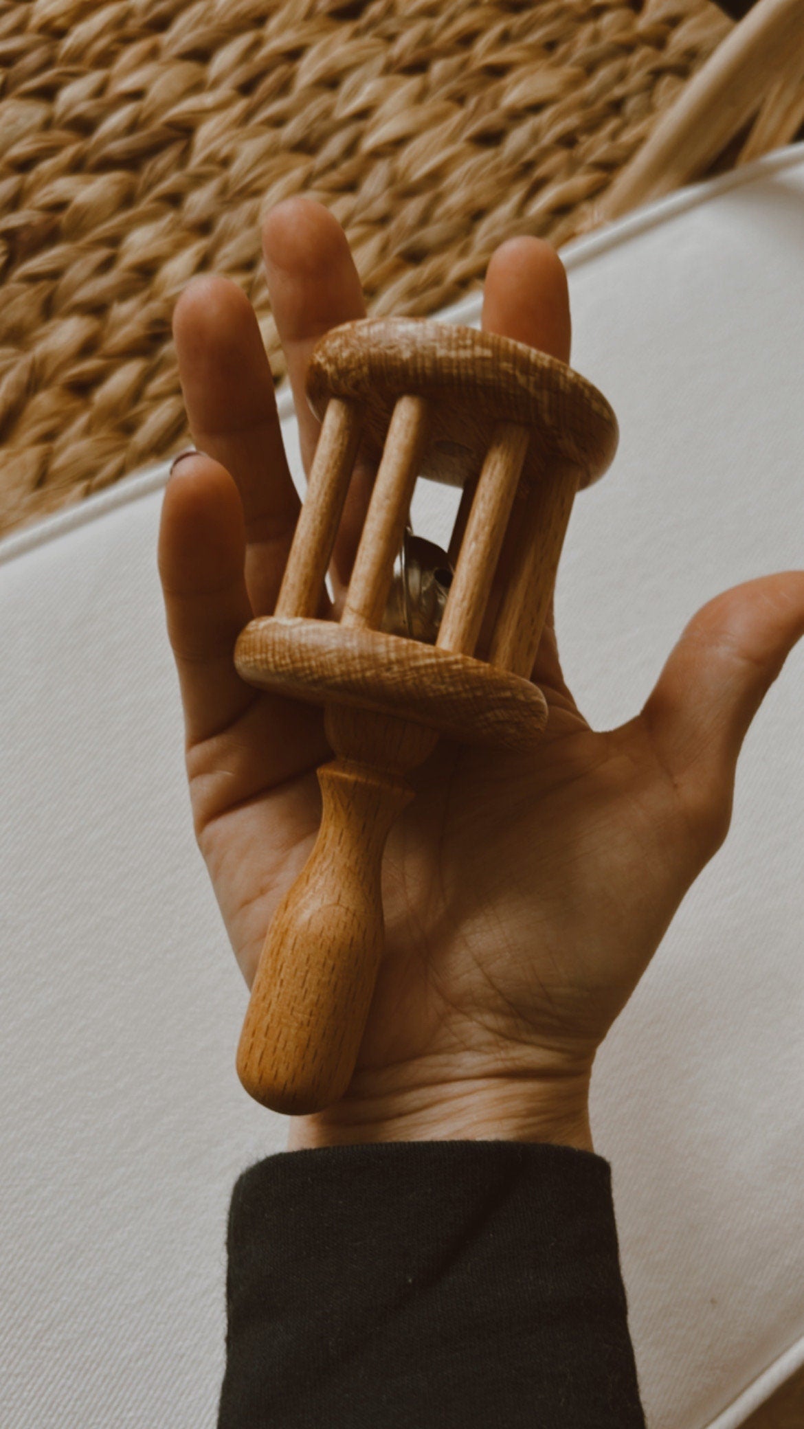 Gift for Newborn, Montessori rattle for babies, wooden baby bell