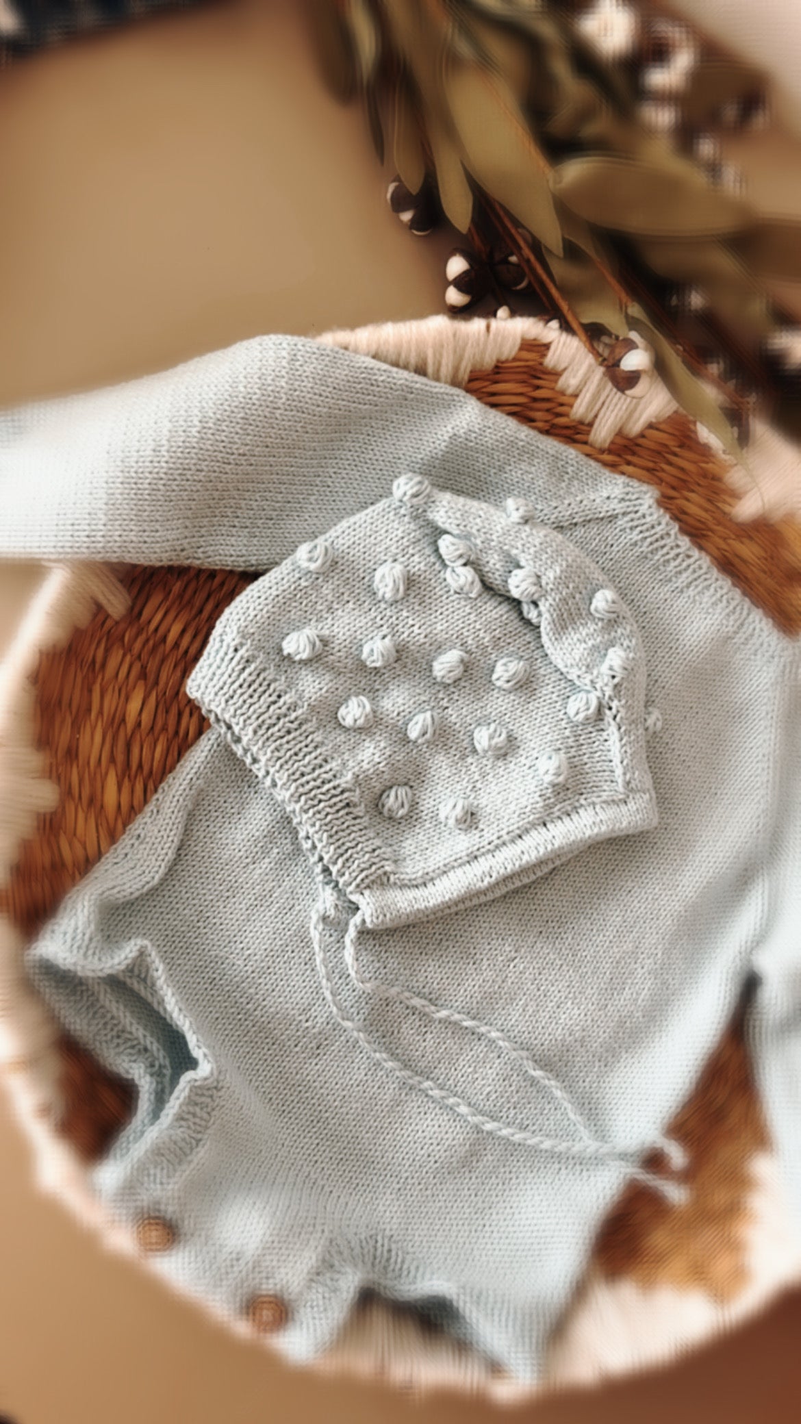 Gift for Newborn, Handknit Baby Romper for 0-6 M Newborn Baby, Handmade Baby Bonnet