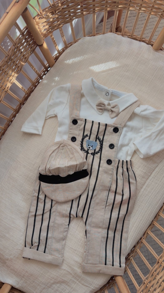 Striped Teddy Bear Suspender Set