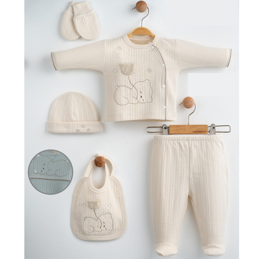 0-3 M/Sage Newborn Set – 5-Piece Heirloom Layette
