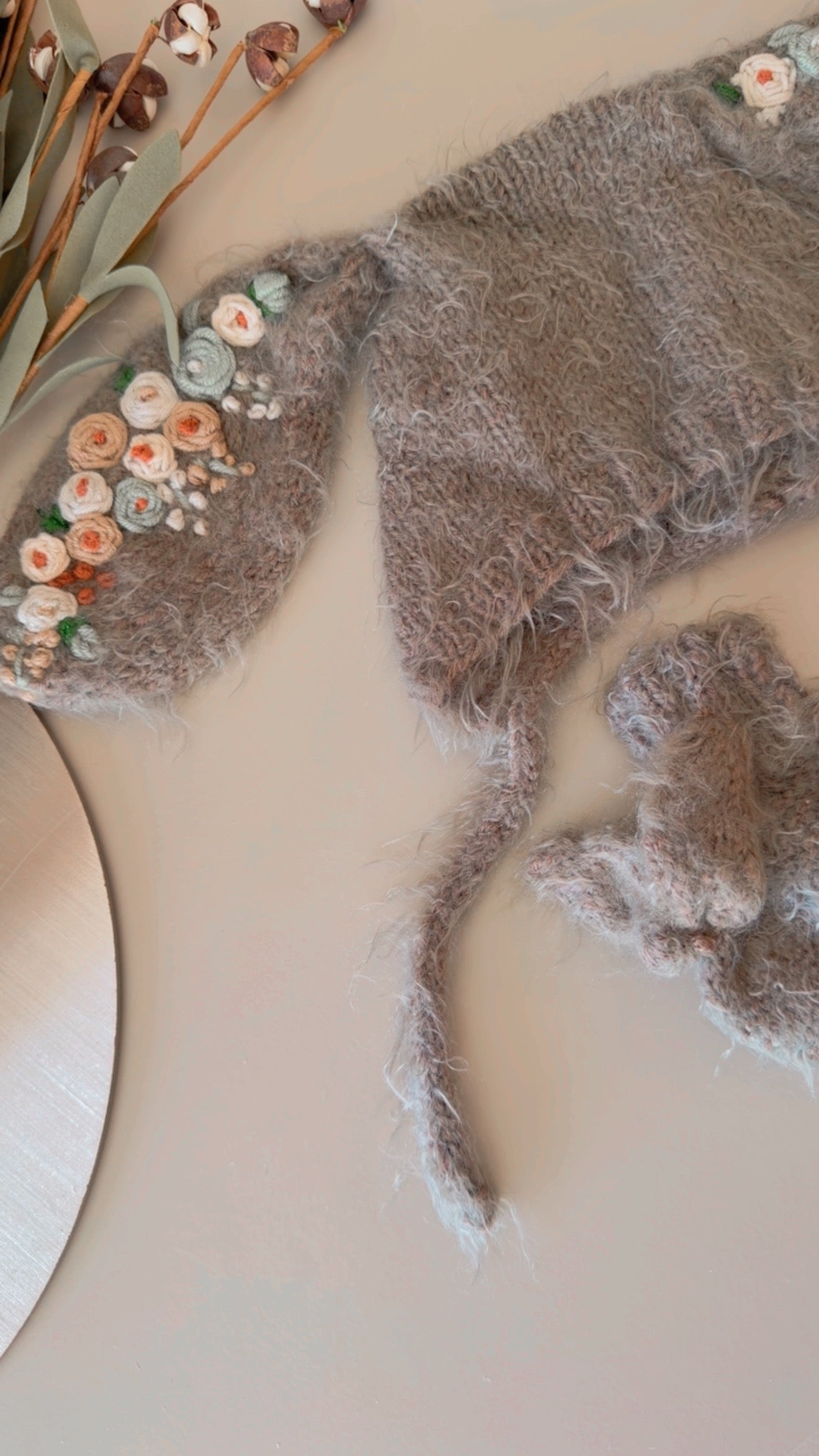 Handknit Baby Romper Set, Luxurious Soft Yarn, Photo Prop (3-6 M)