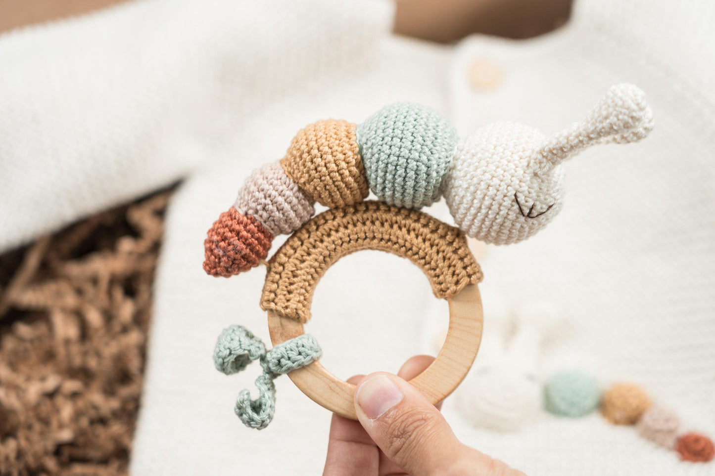 Caterpillar Cardigan and Rattle Set