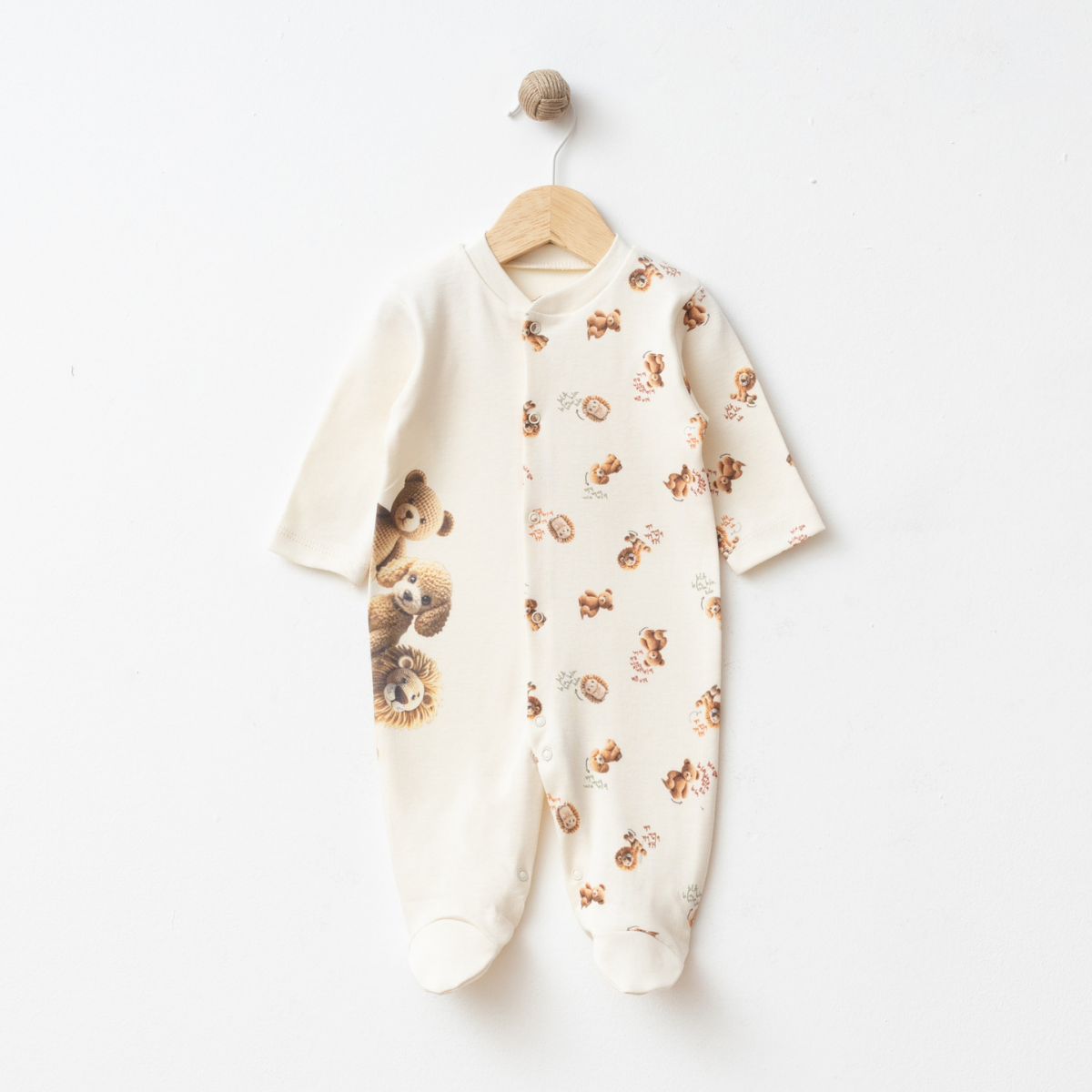Cotton Baby Sleeper with Teddy Bear Print – Footed One-Piece