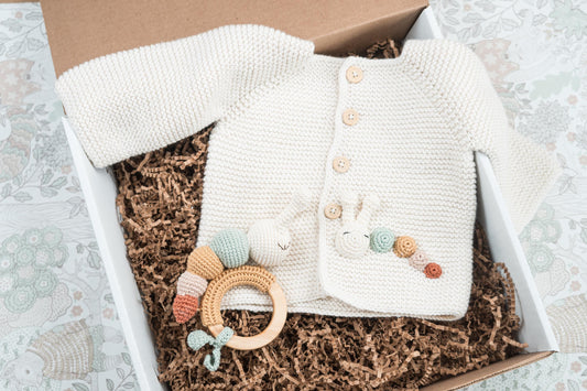 Caterpillar Cardigan and Rattle Set