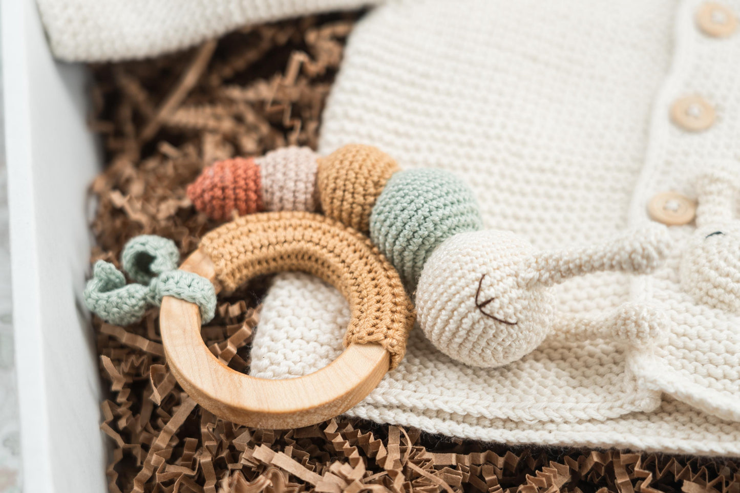 Caterpillar Cardigan and Rattle Set