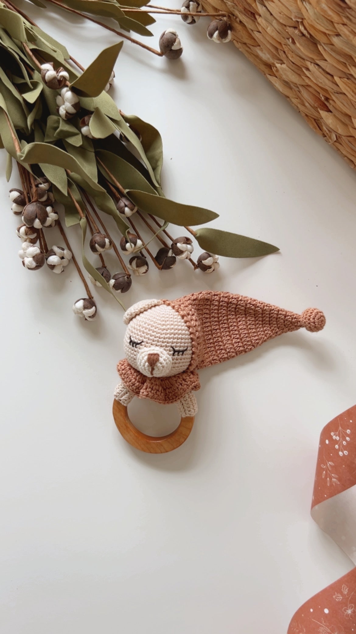 Gender Neutral Teddy Bear Teether Rattle