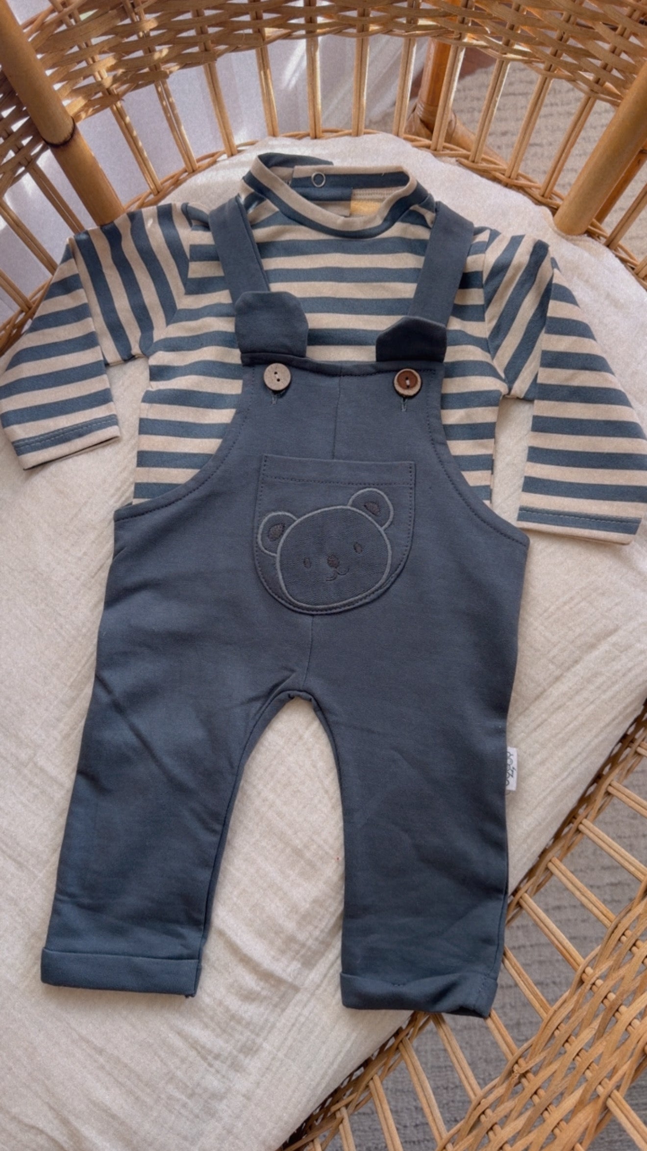 Teddy Bear Overall Set – 2-Piece Baby Outfit