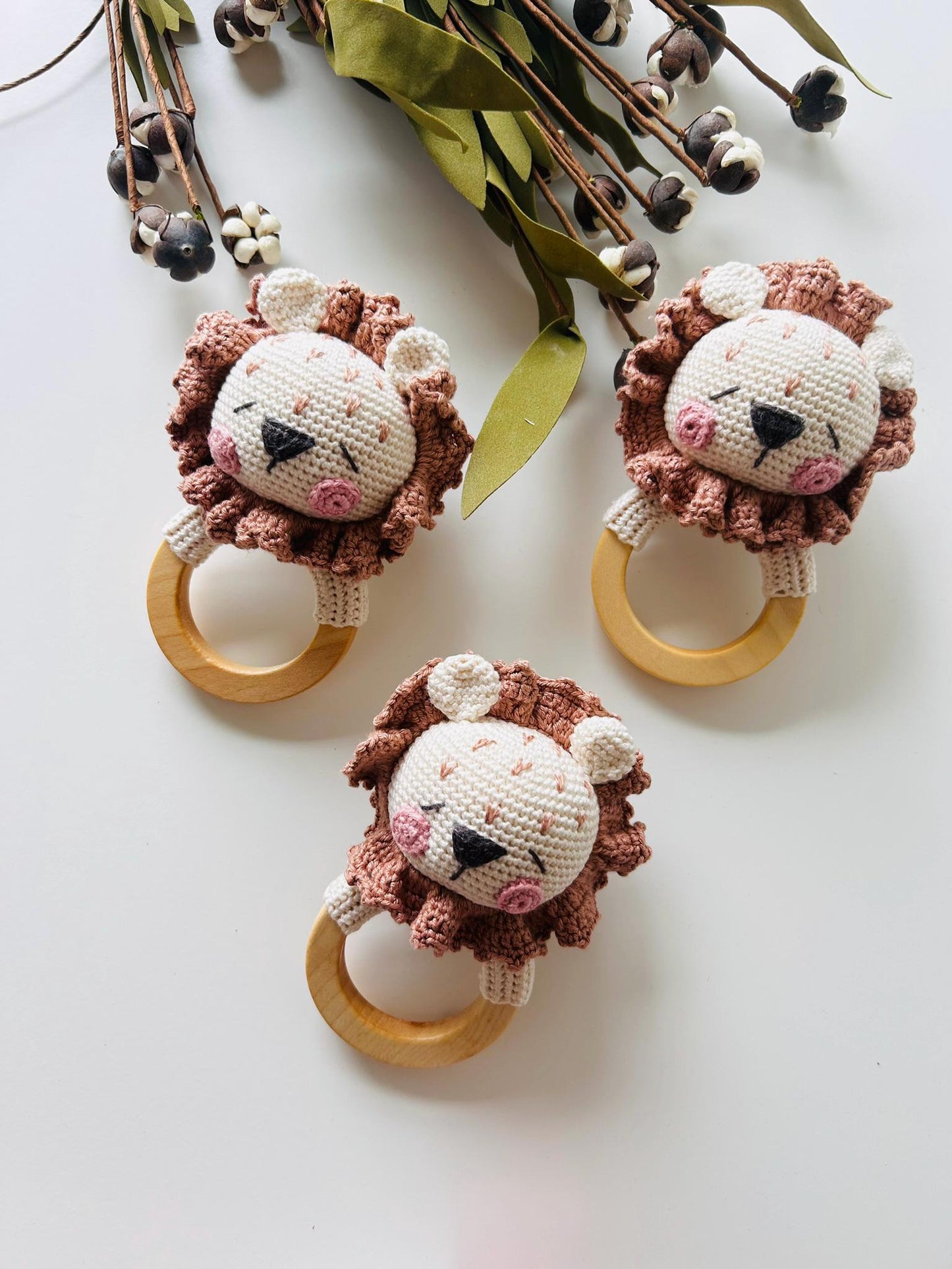 Crochet Lion Rattle Teether