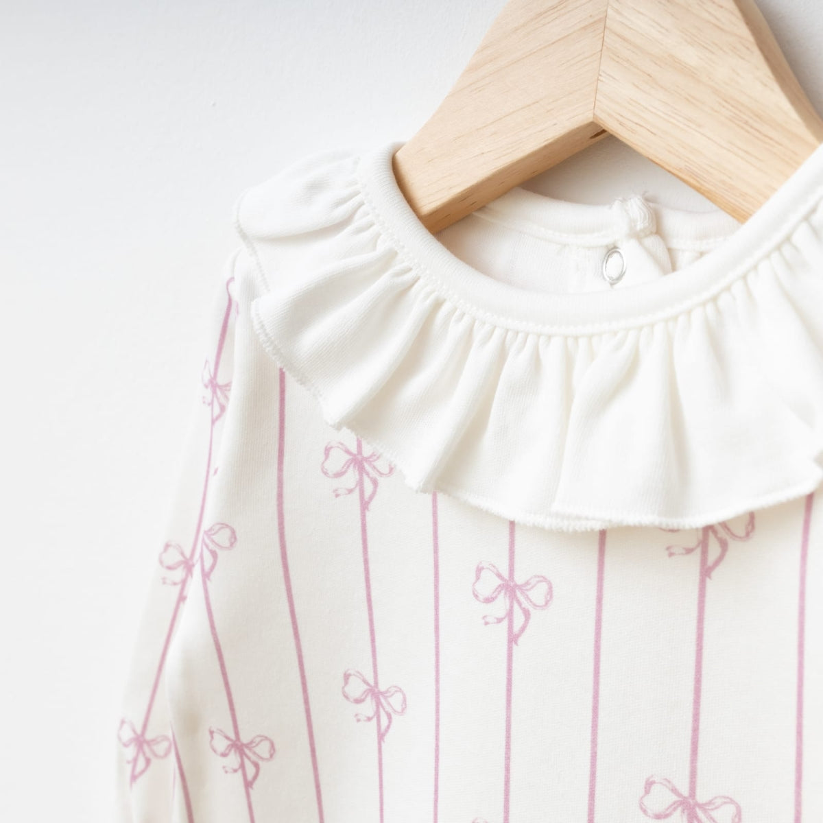 Cotton Baby Girl Sleeper with Bow Print – Footed One-Piece