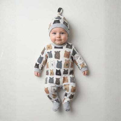 0-3 M Baby Boy Teddy Bear Newborn Set | Cosy Bear-Themed Outfit for New Arrivals