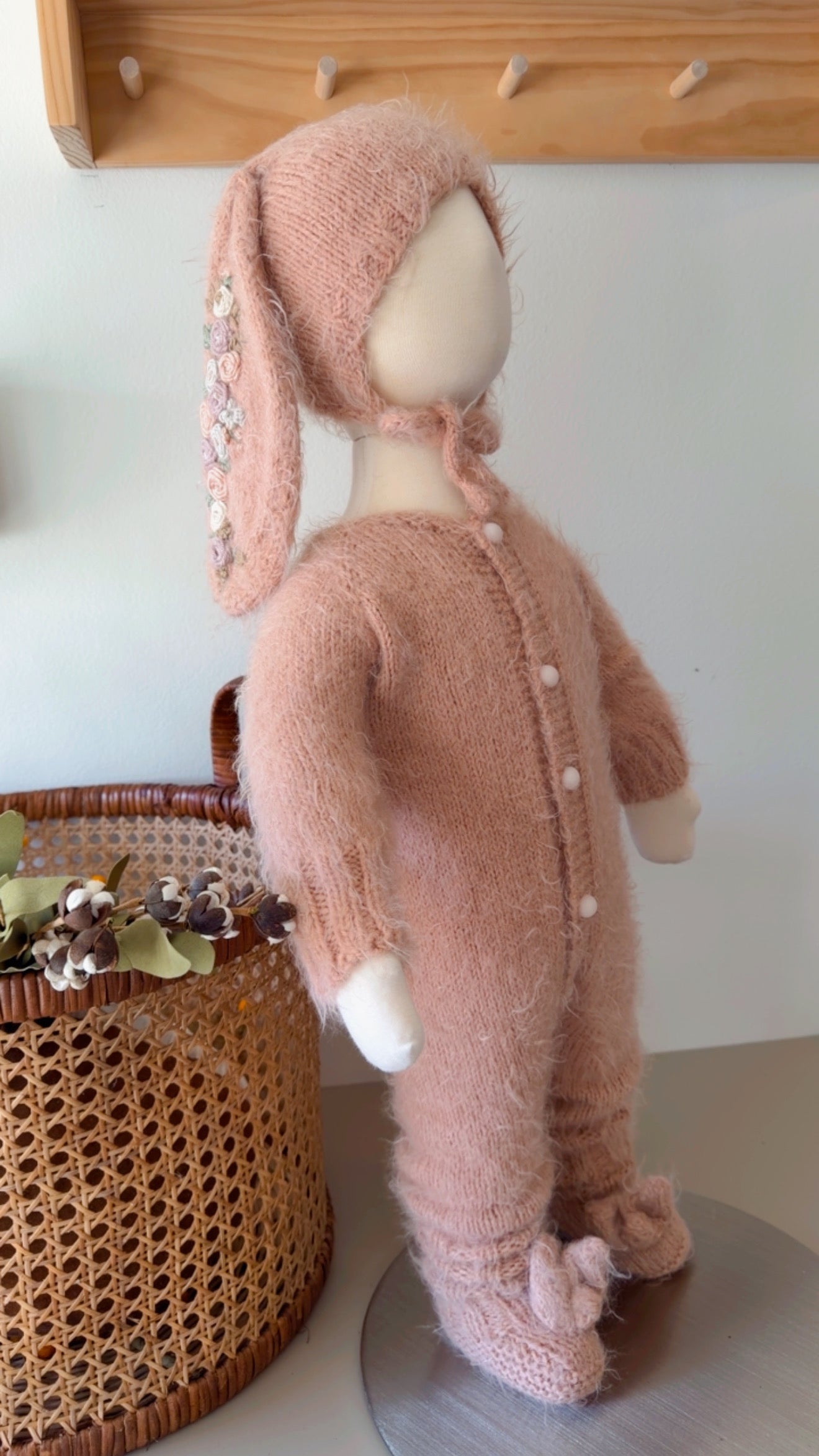 Handknit Baby Romper Set, Luxurious Soft Yarn, Photo Prop (3-6 M)