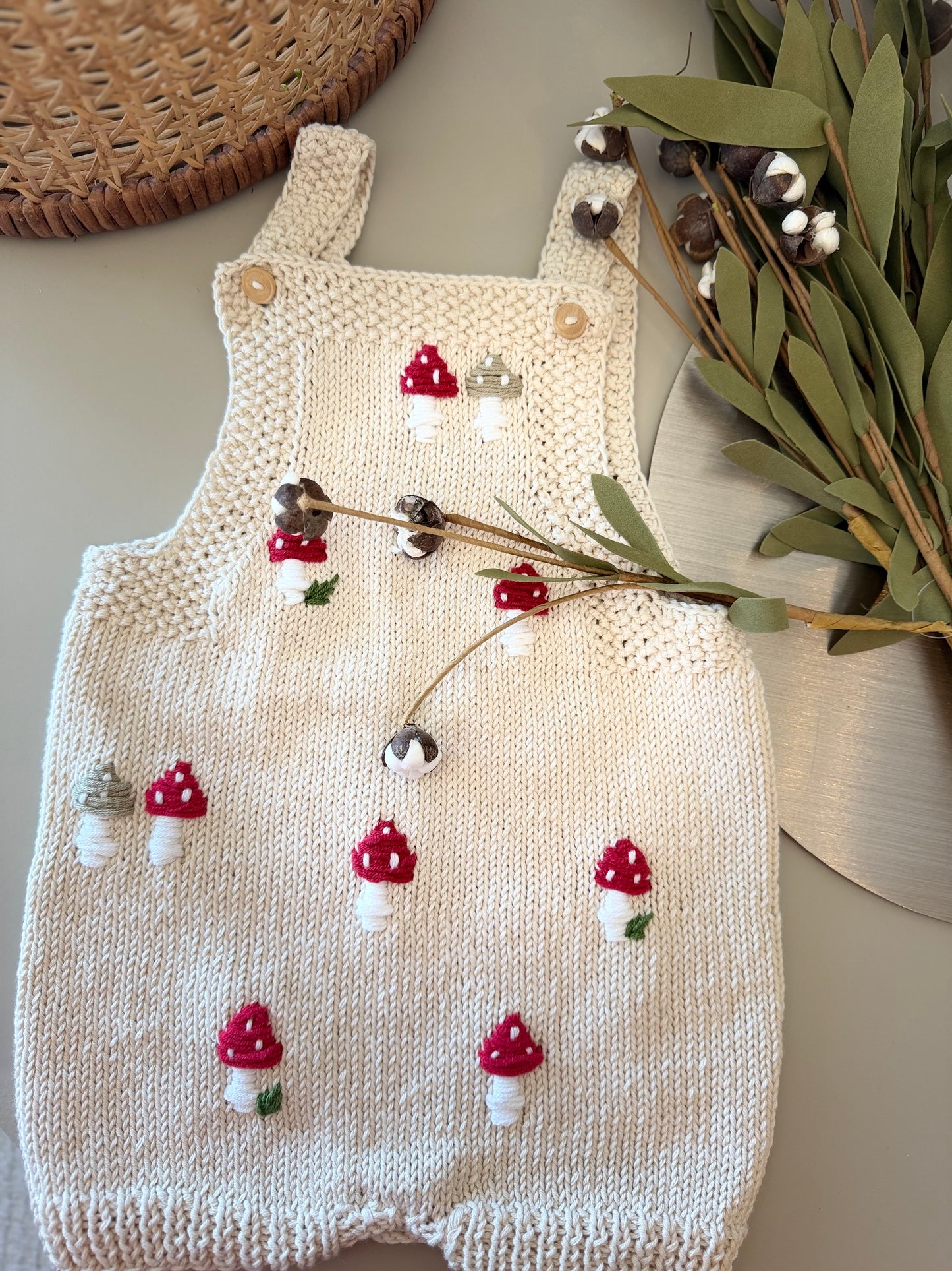 Handknit Mushroom Outfit 3-6M