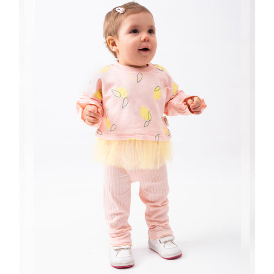 2-Piece Lemon Print Set with Tulle.