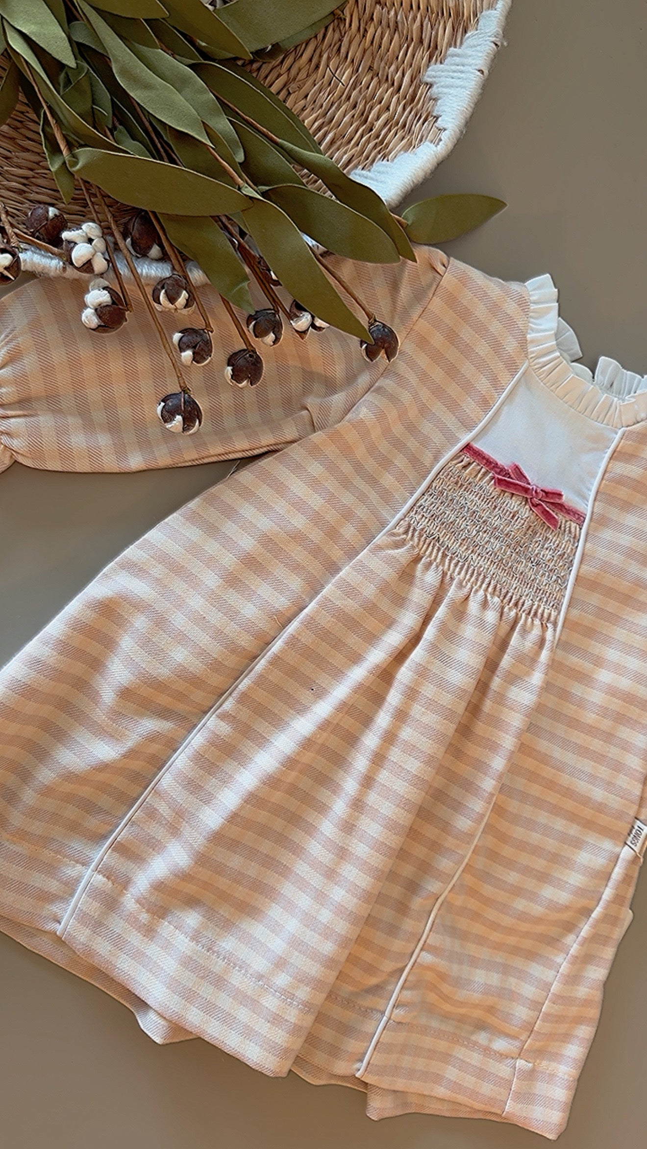 Baby Girl Smocked Gingham Dress – Blush Pink
