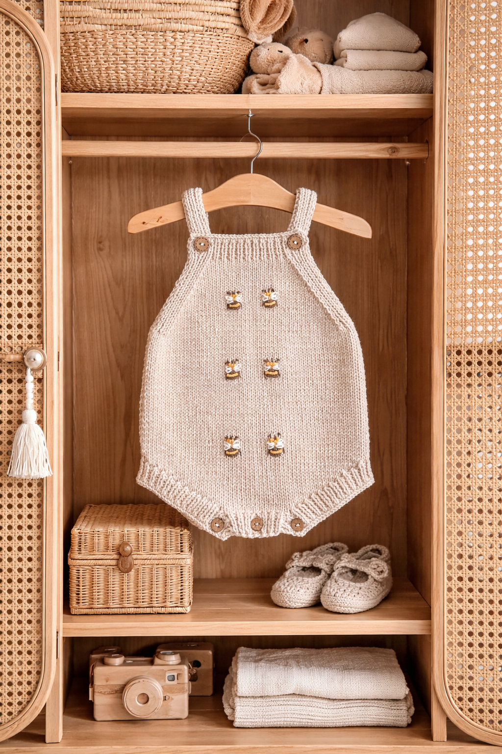 Bee Romper & Cardigan for 6-12 M Newborn Baby, Romper Set