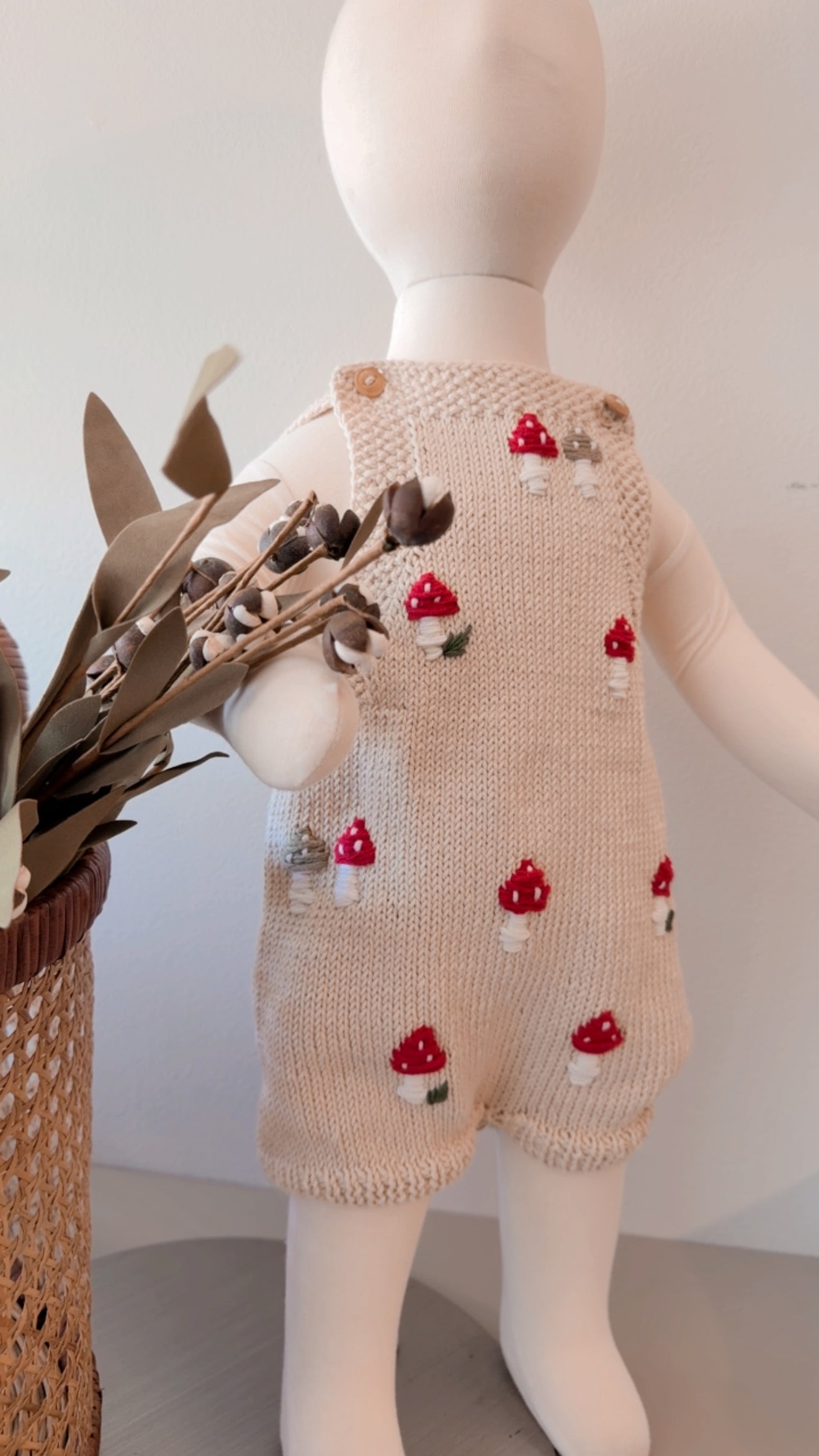 Handknit Mushroom Outfit 3-6M