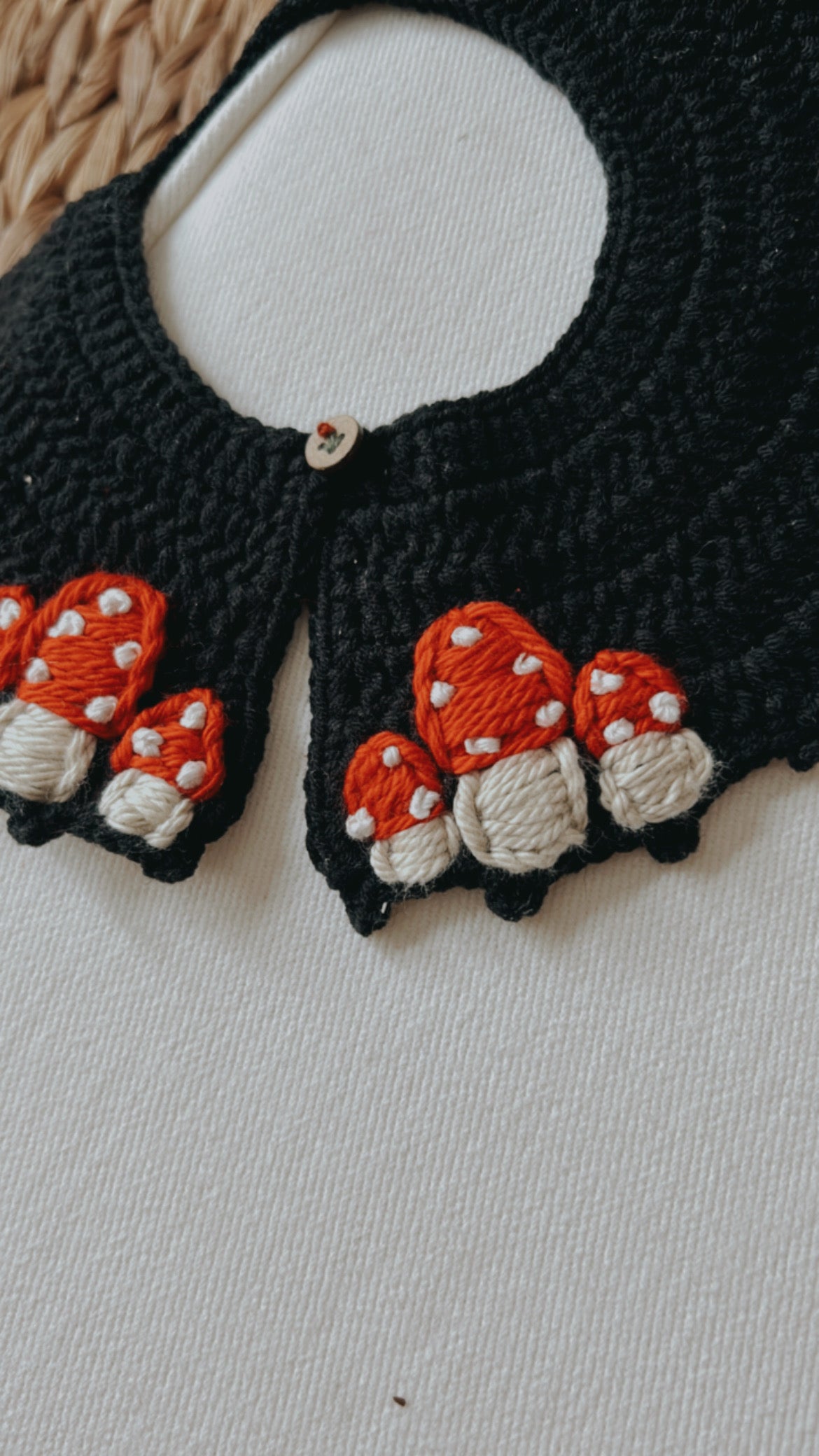 Mushroom Collar, Gift for Kids, Kids Knit Collar with Mushroom Embroidery