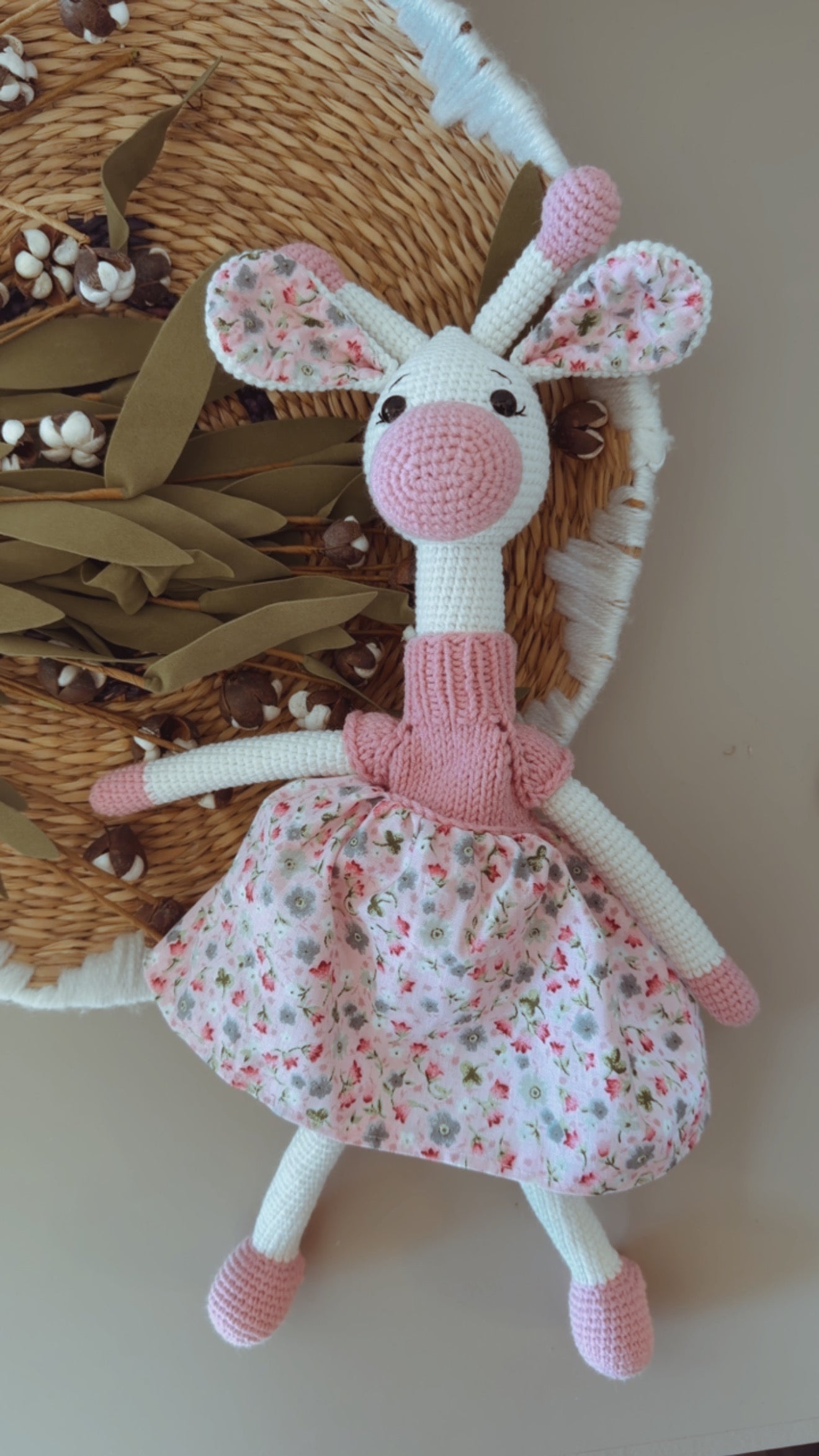 Handmade Crochet Giraffe Toy – Amigurumi Cotton Keepsake Giraffe Doll