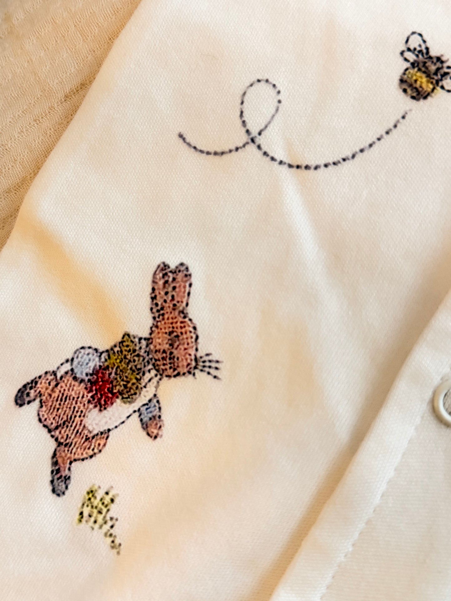 Bunny Print Footed Baby Sleeper Set (Embroidered-Look Print)