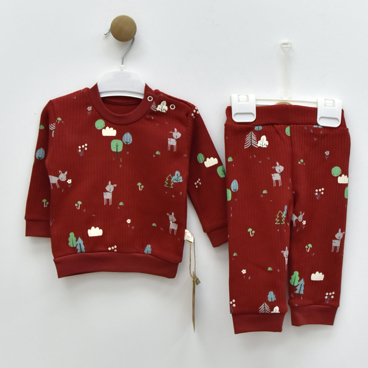 Forest Friends Ribbed Baby Set – 2 Piece  Cotton Outfit