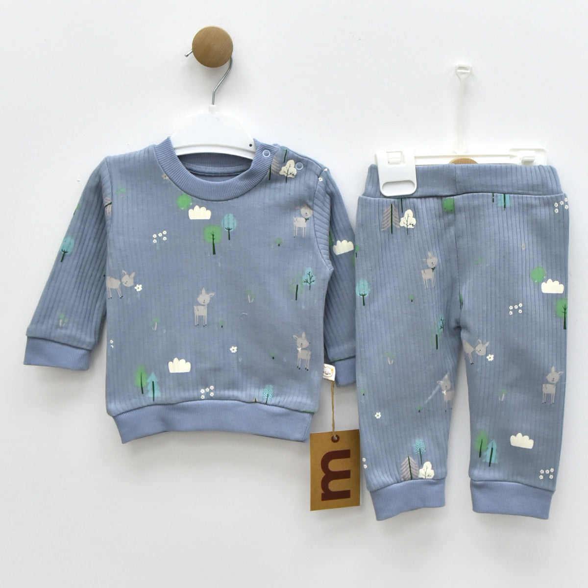 Forest Friends Ribbed Baby Set – 2 Piece  Cotton Outfit