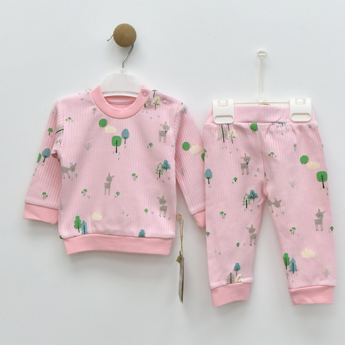 Forest Friends Ribbed Baby Set – 2 Piece  Cotton Outfit