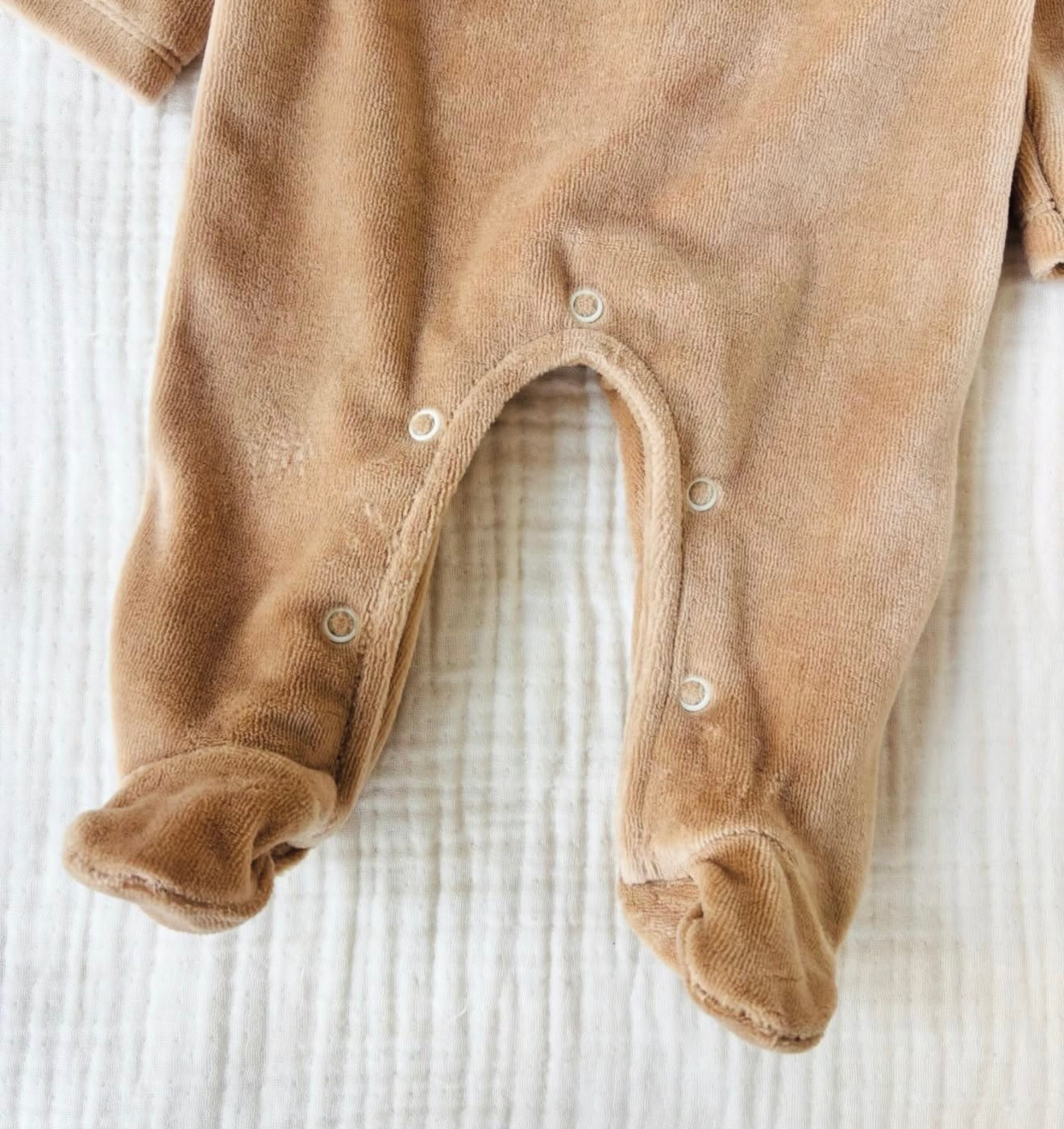 Heirloom Velour Baby Footed Romper with Embroidered Collar