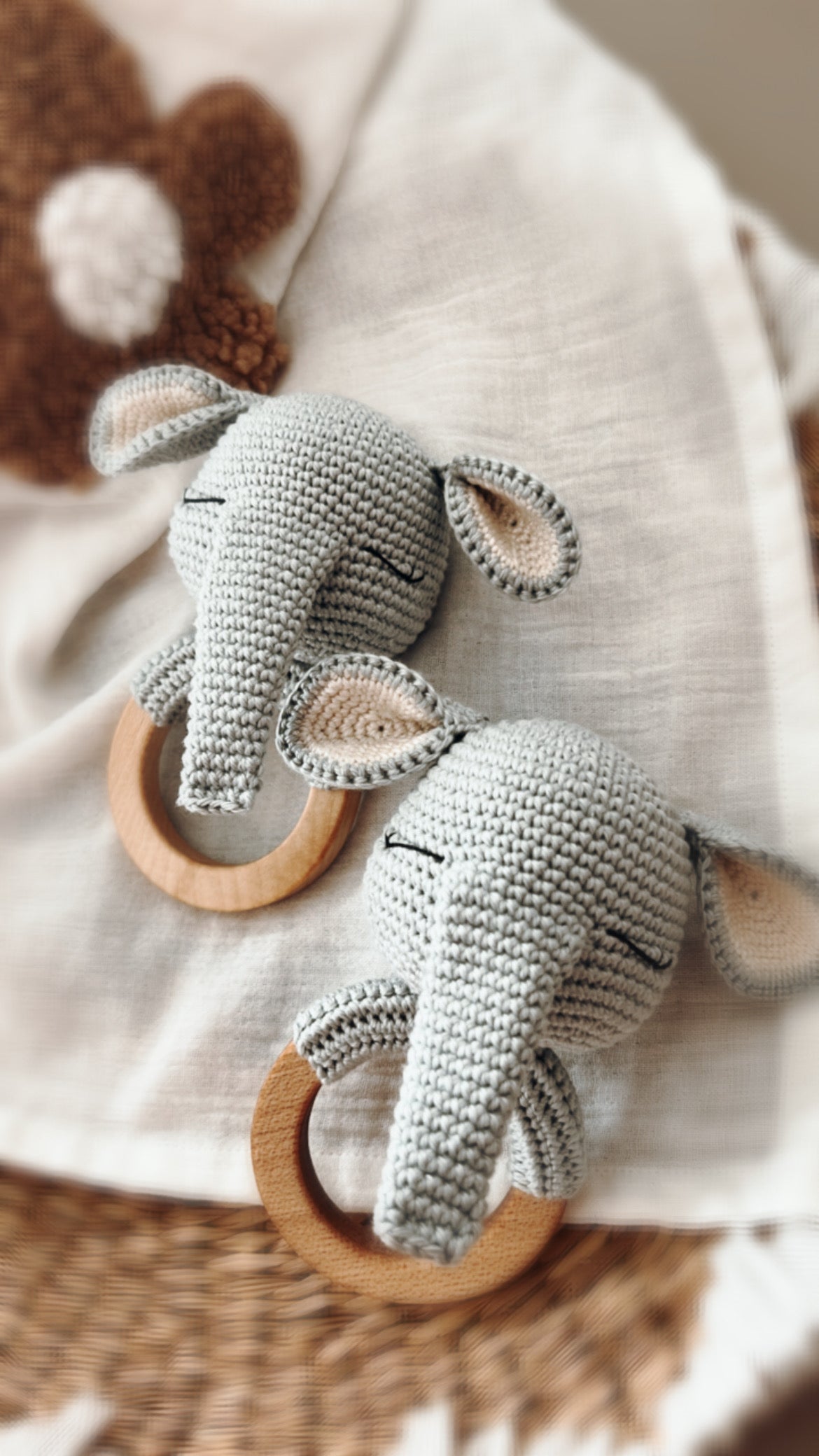 Elephant Toy and Elephant Rattle, Elephant Themed Baby Gift Set