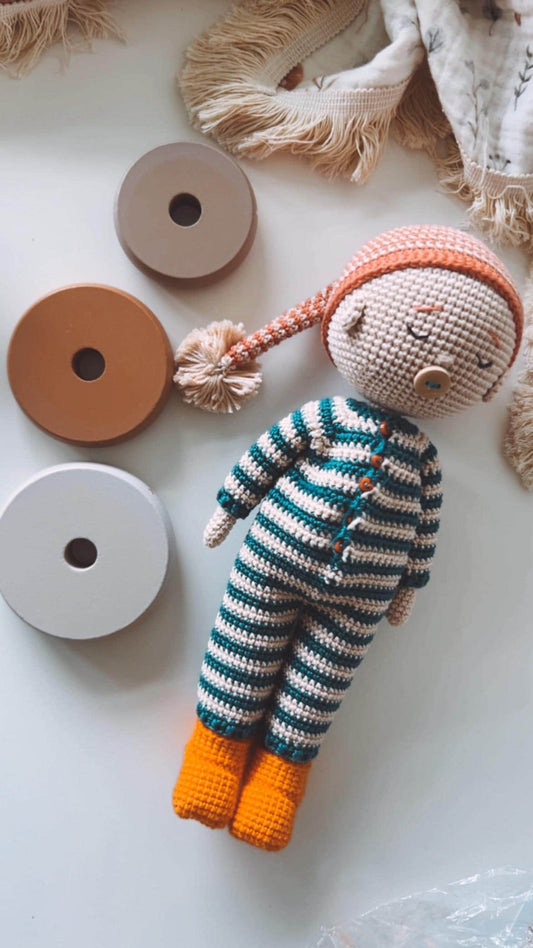 Amigurumi Doll, Stuffed Baby Doll, Sleeping DOLL, Baby First Stuffed Toy