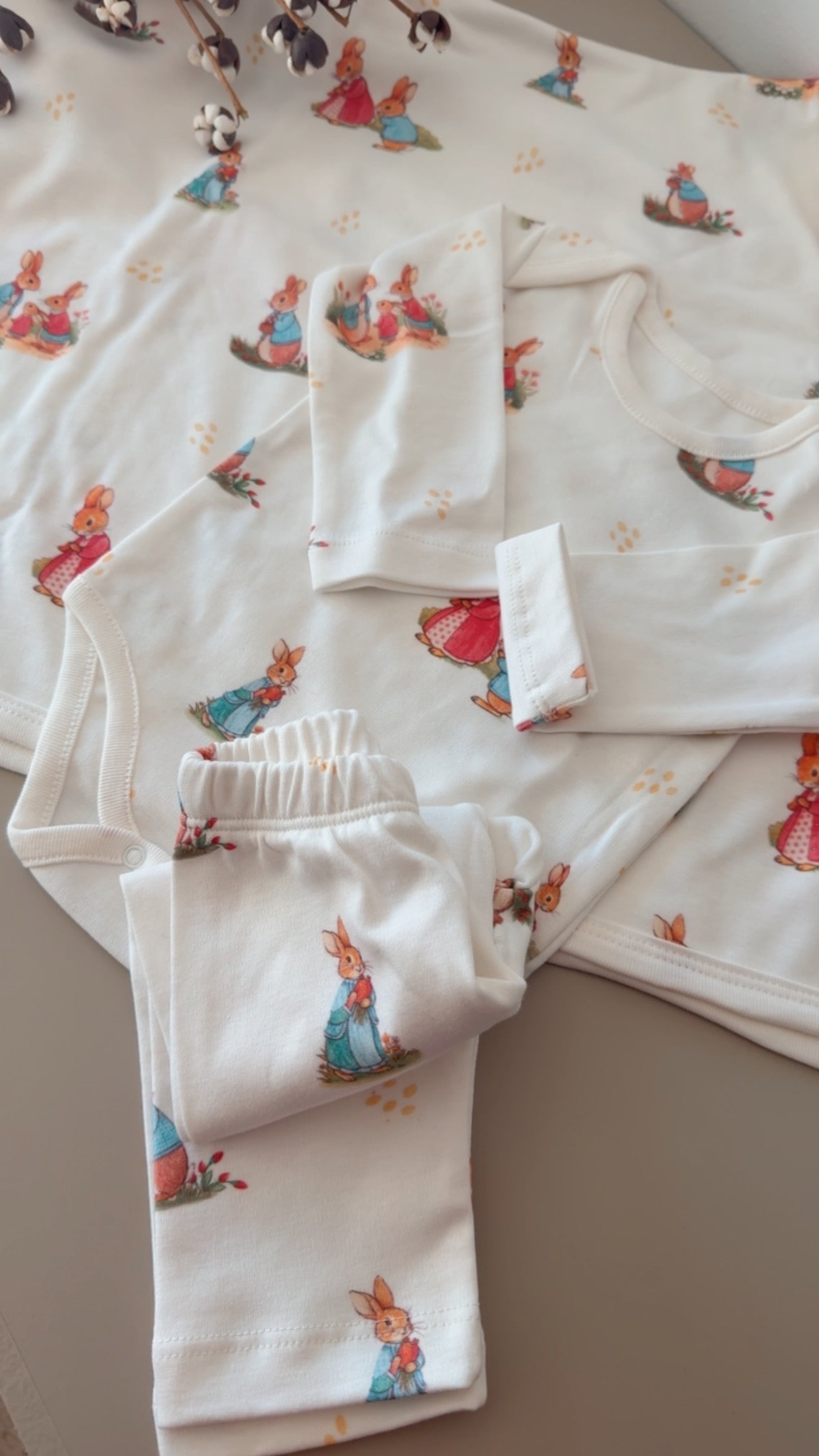 Heirloom Bunny Baby Gift Set | Blanket, 2-Piece Outfit & Handmade Rattle