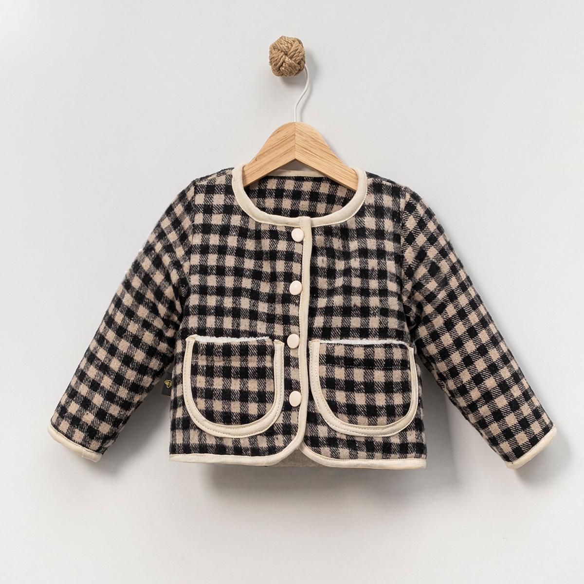 Baby checkered jacket with front snap buttons and pockets