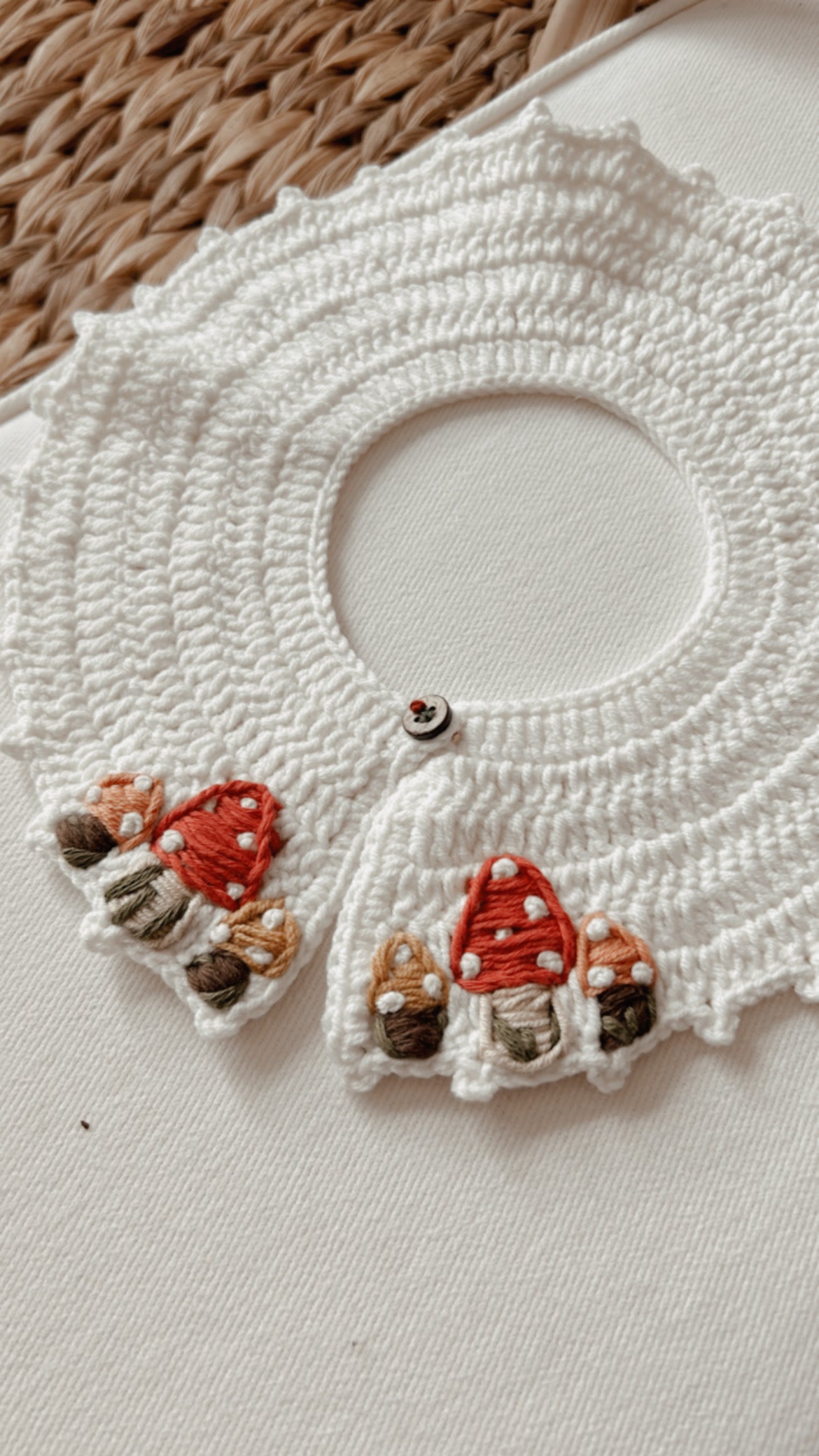 Mushroom Collar, Gift for Kids, Kids Knit Collar with Mushroom Embroidery