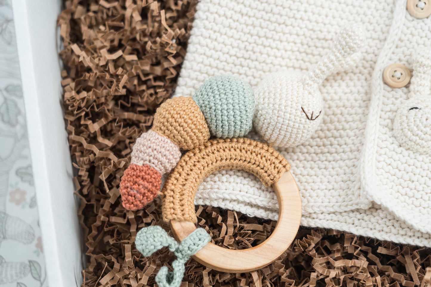 Caterpillar Cardigan and Rattle Set