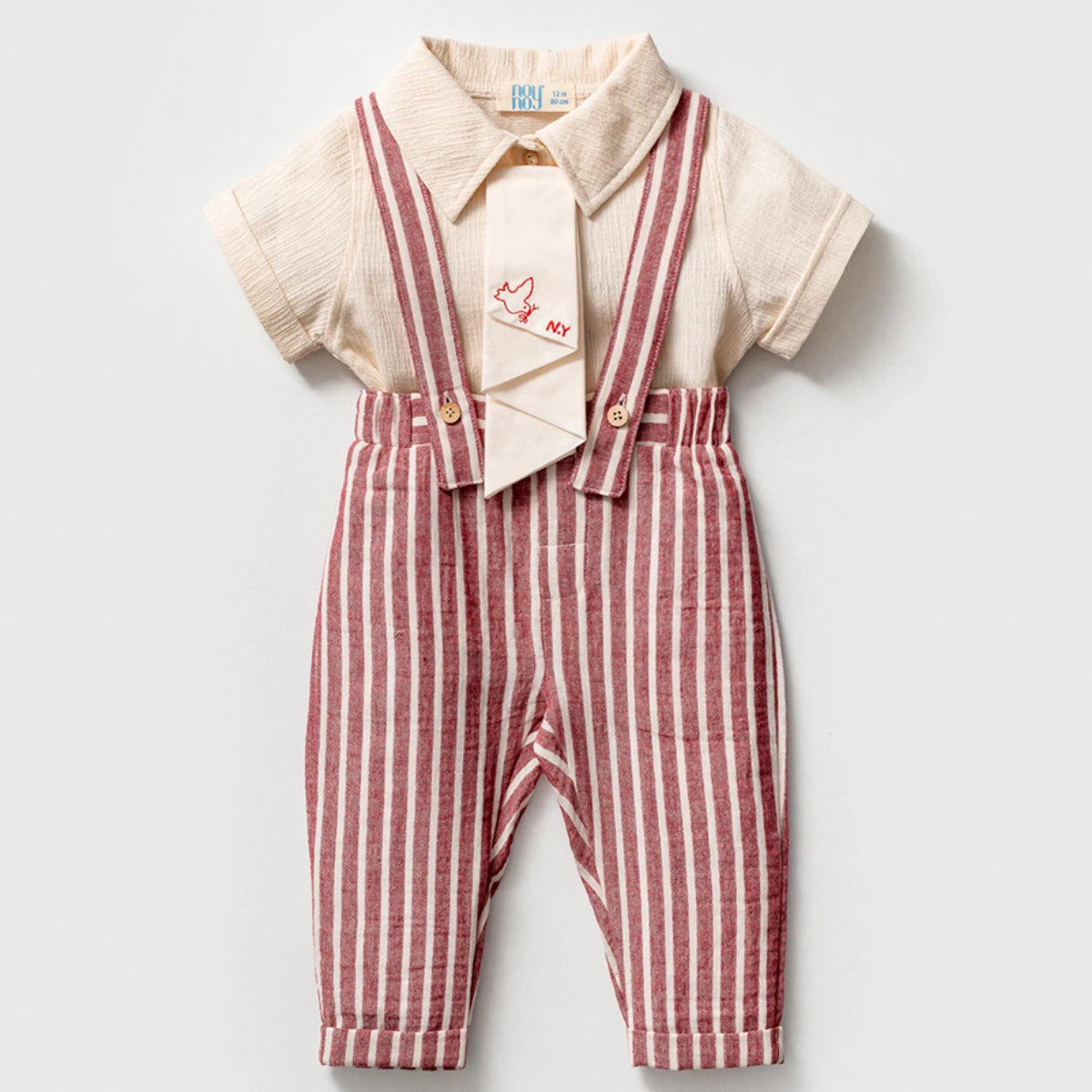 Baby Boy Striped Dungaree Set | Suspender Overalls & Long-Sleeve Top