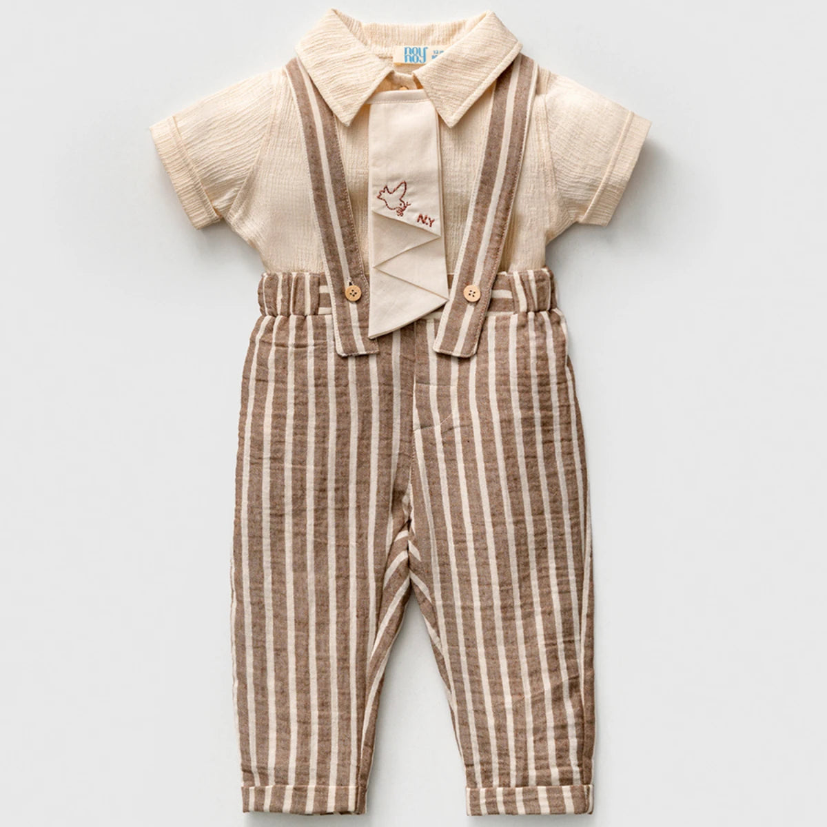 Baby Boy Striped Dungaree Set | Suspender Overalls & Long-Sleeve Top