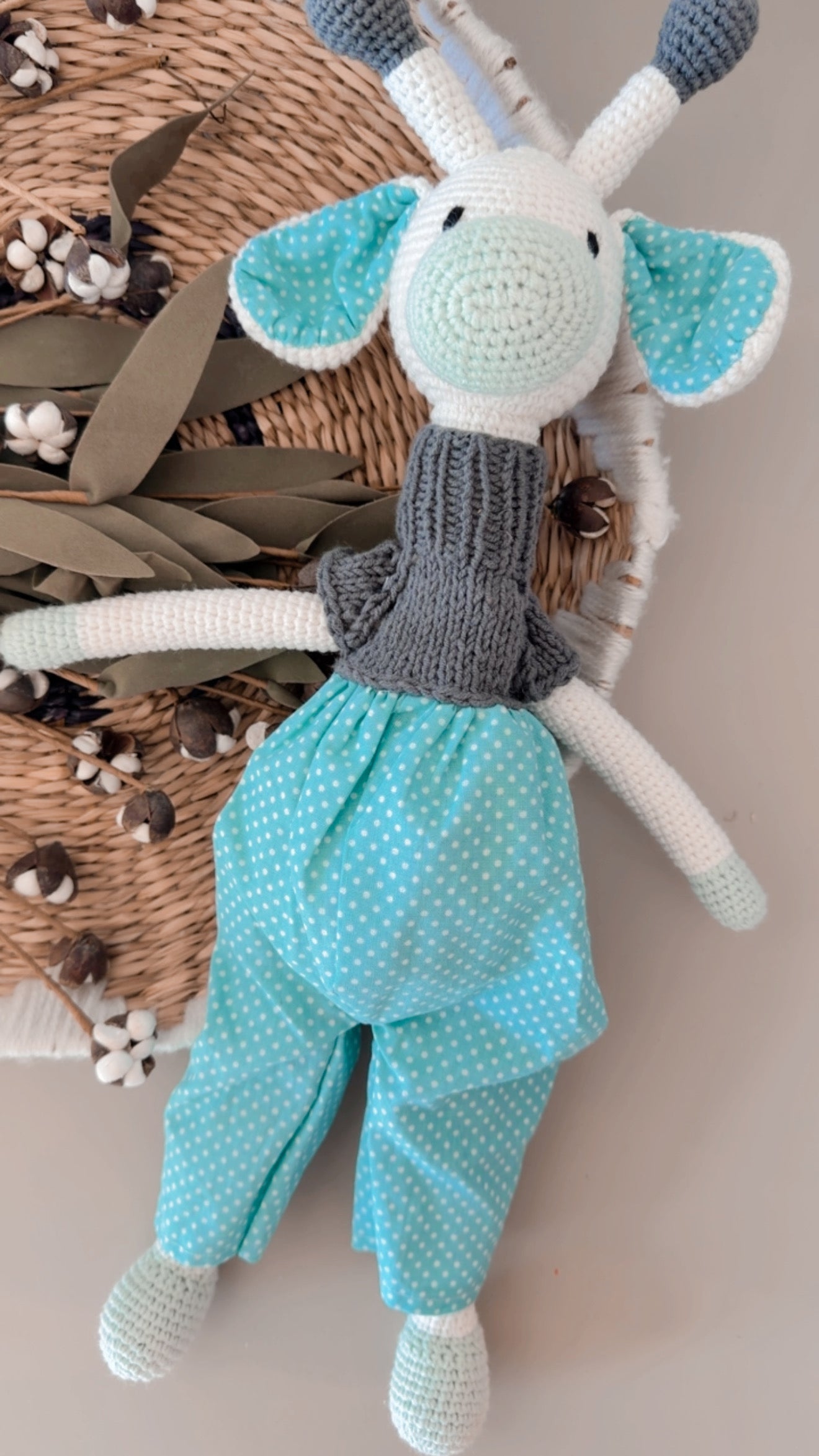 Handmade Crochet Giraffe Toy – Amigurumi Cotton Keepsake Giraffe Doll