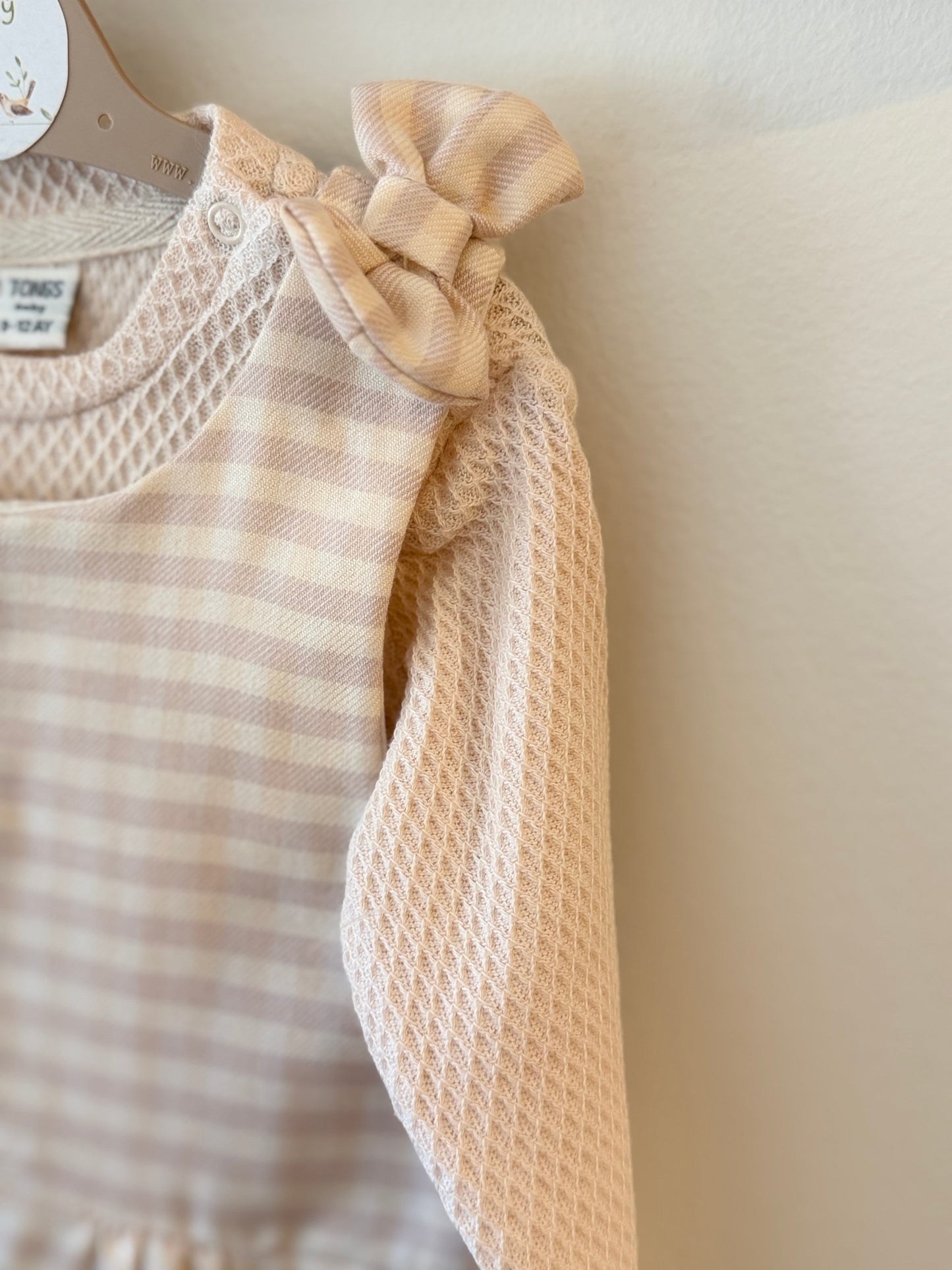 Baby Gingham Romper | Long Sleeve Neutral One-Piece