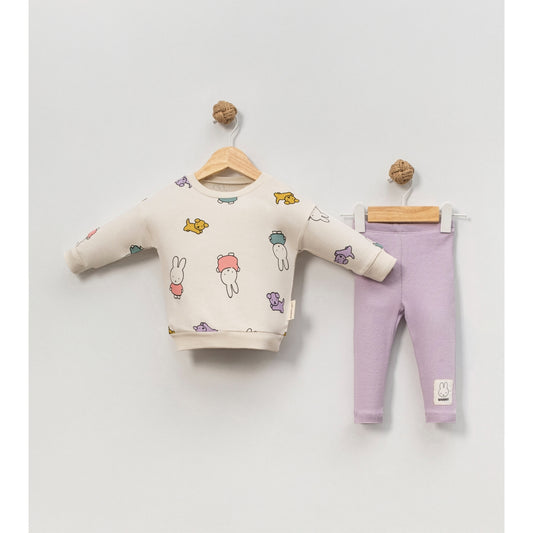 Baby Girl Rabbit Knit Set | Bunny-Themed Top & Matching Bottoms