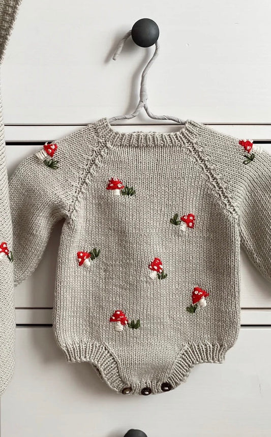 Handknit Mushroom Outfit 0-3m