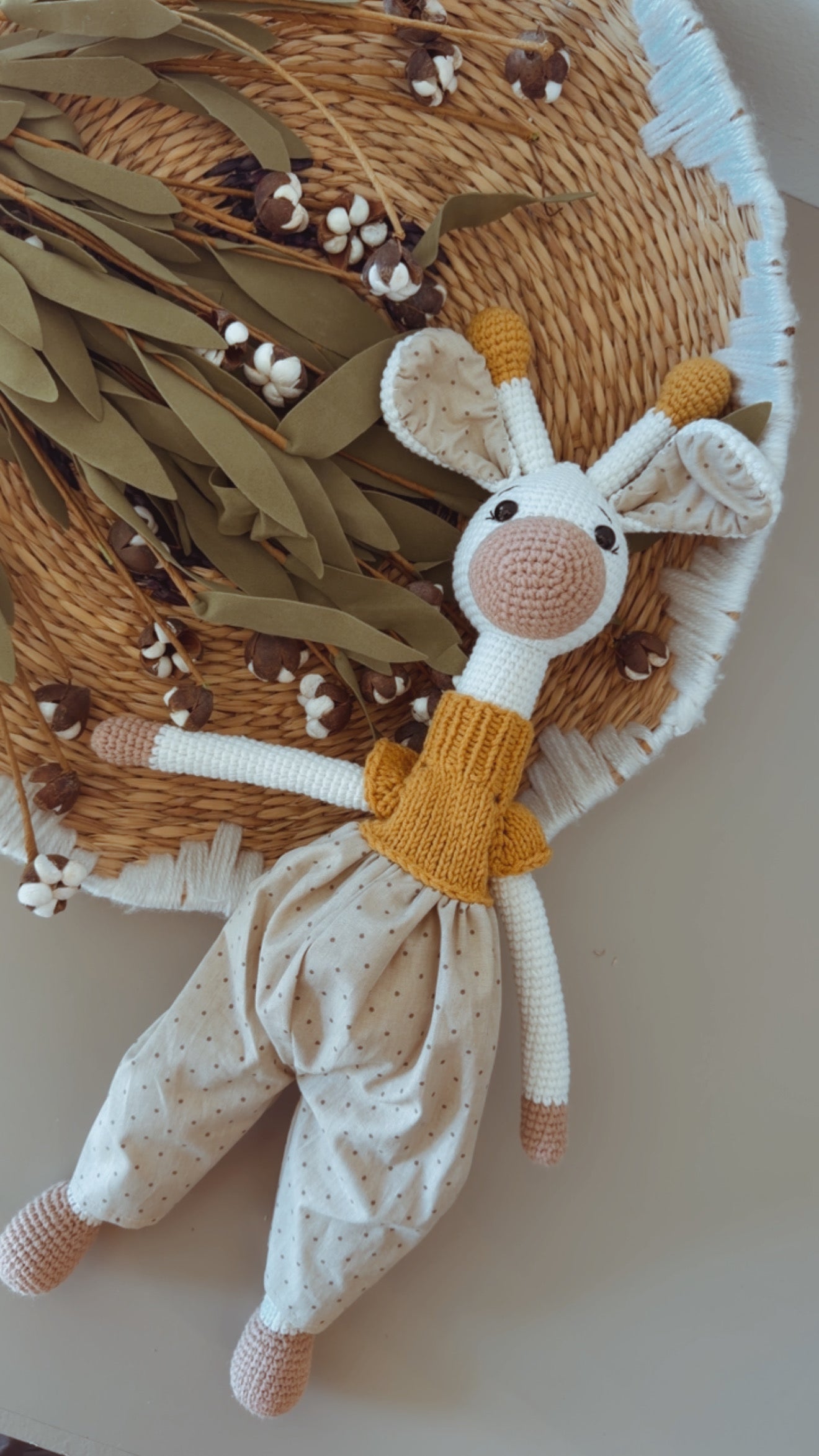Handmade Crochet Giraffe Toy – Amigurumi Cotton Keepsake Giraffe Doll