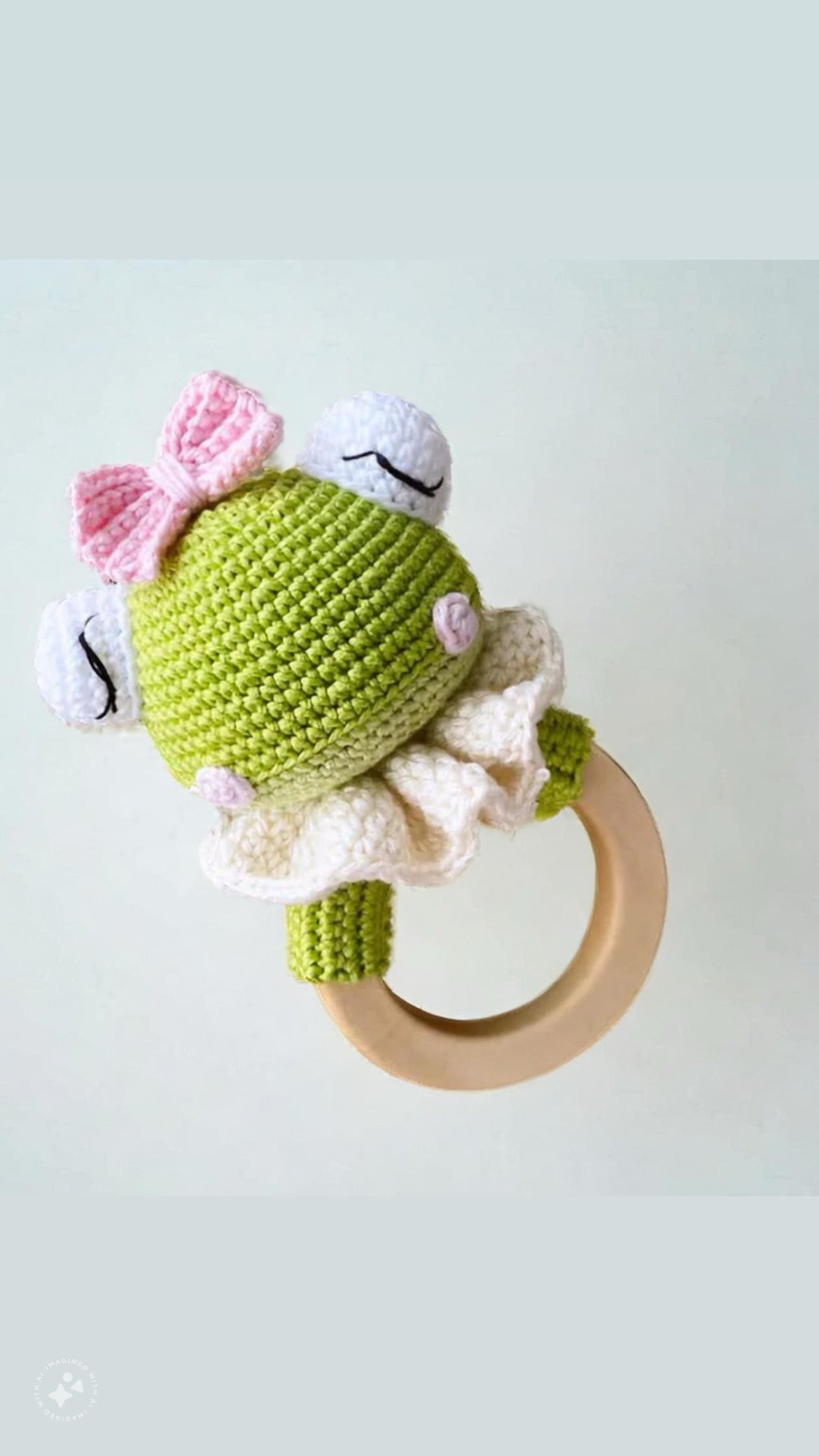 Crochet Rattle, Handmade Crochet Frog Rattler for Babies