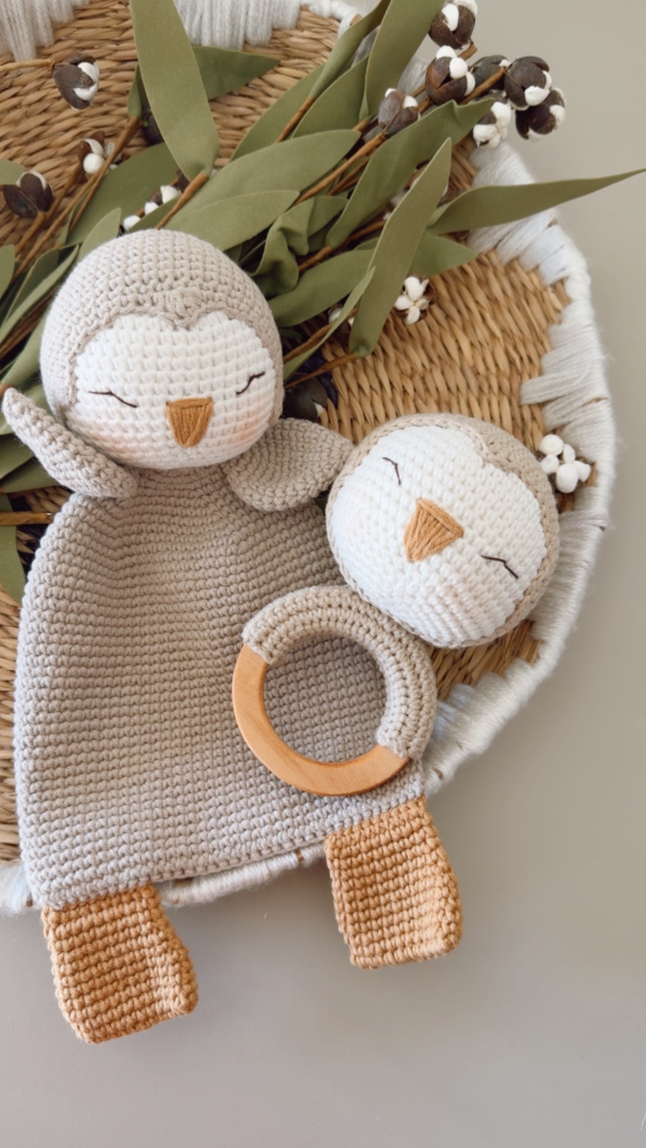 Penguin Lovey and Penguin Rattle Teether Set