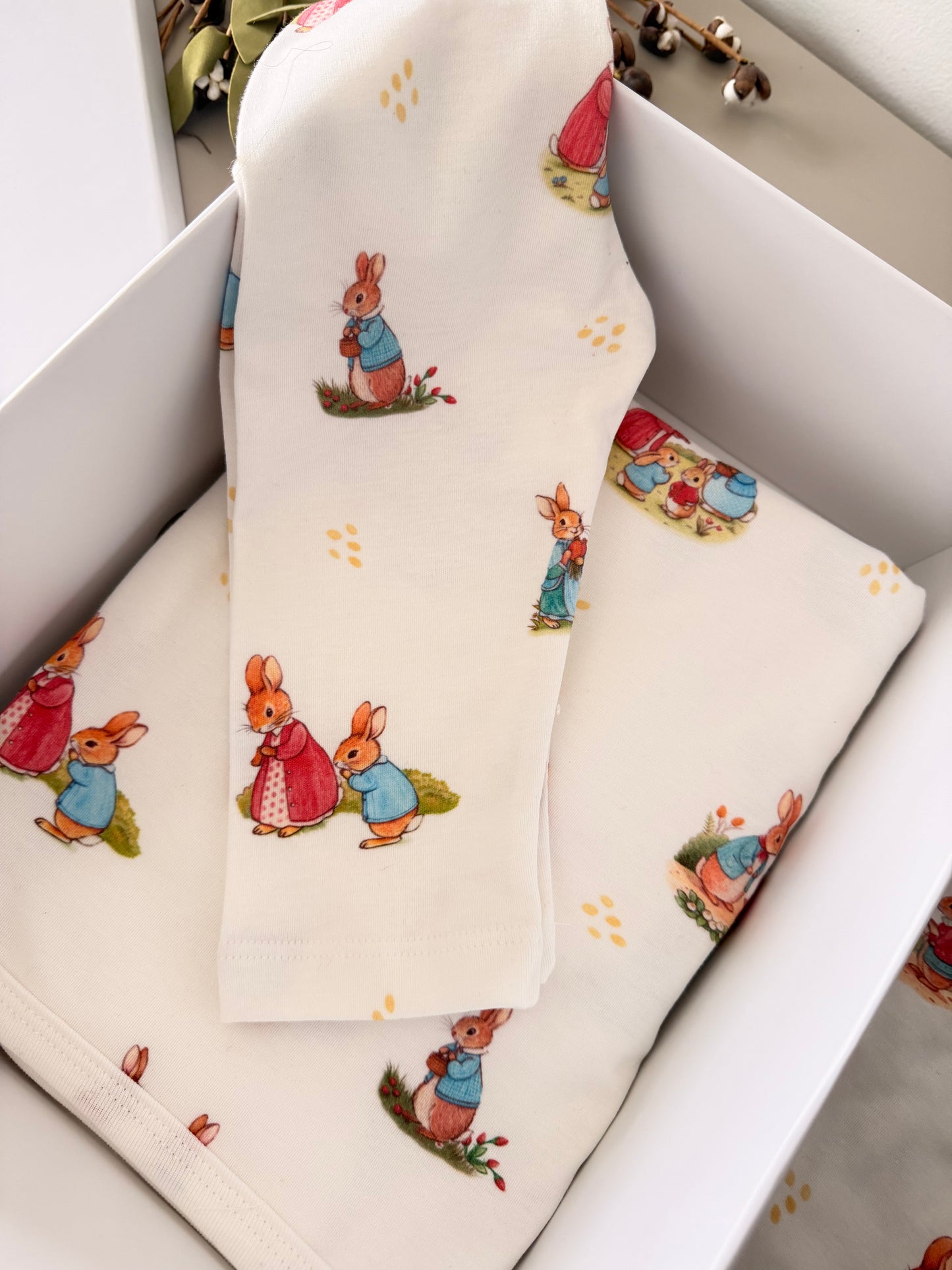 Heirloom Bunny Baby Gift Set | Blanket, 2-Piece Outfit & Handmade Rattle