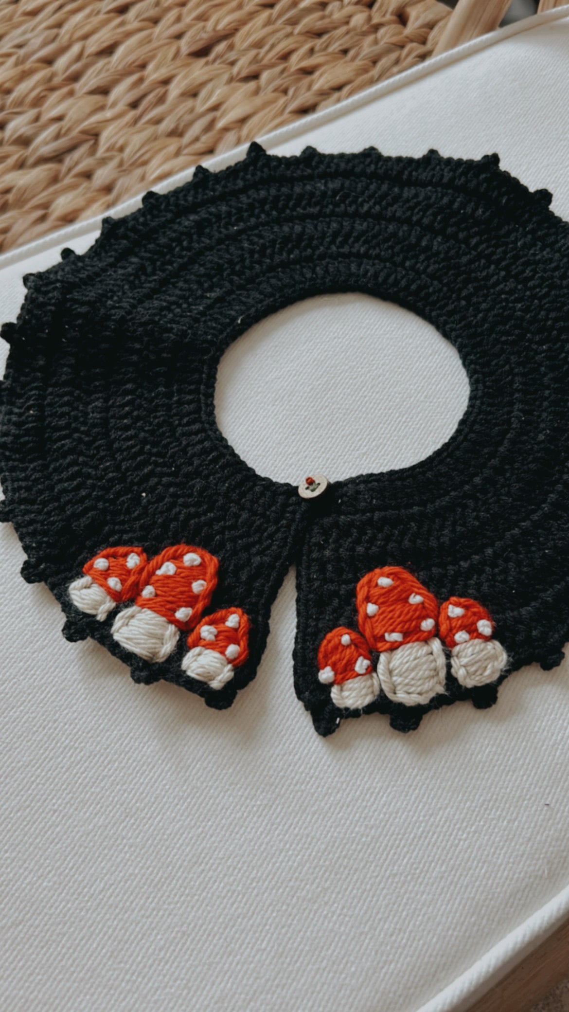 Mushroom Collar, Gift for Kids, Kids Knit Collar with Mushroom Embroidery