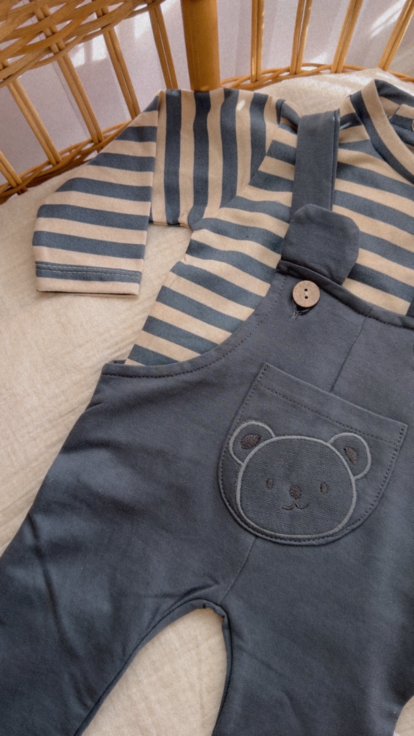 Teddy Bear Overall Set – 2-Piece Baby Outfit