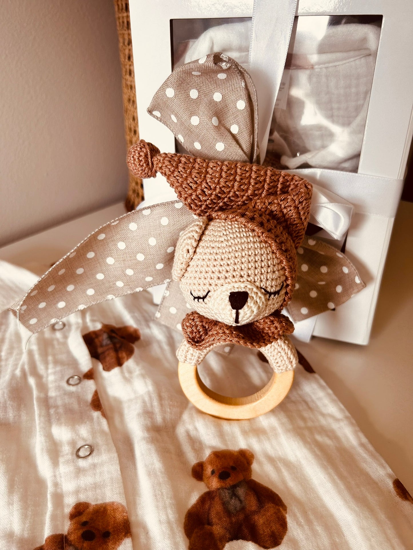 Teddy Bear Gift Set (Romper& Rattle)