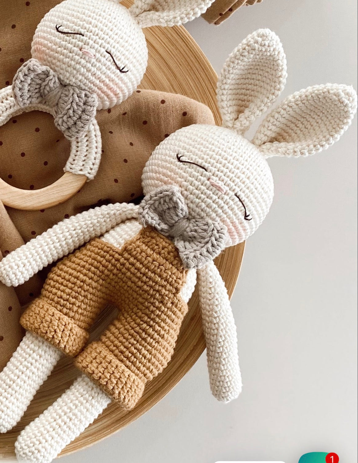 Handmade Crochet Bunny Doll W Bow