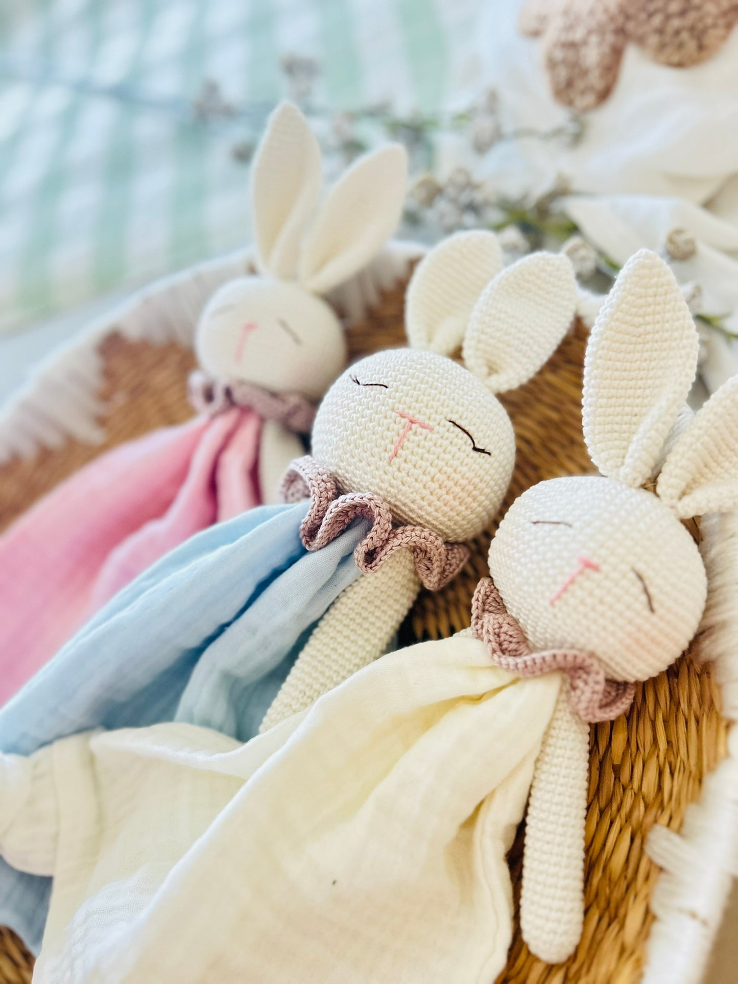 Amigurumi and Muslin Baby Bunny Lovey