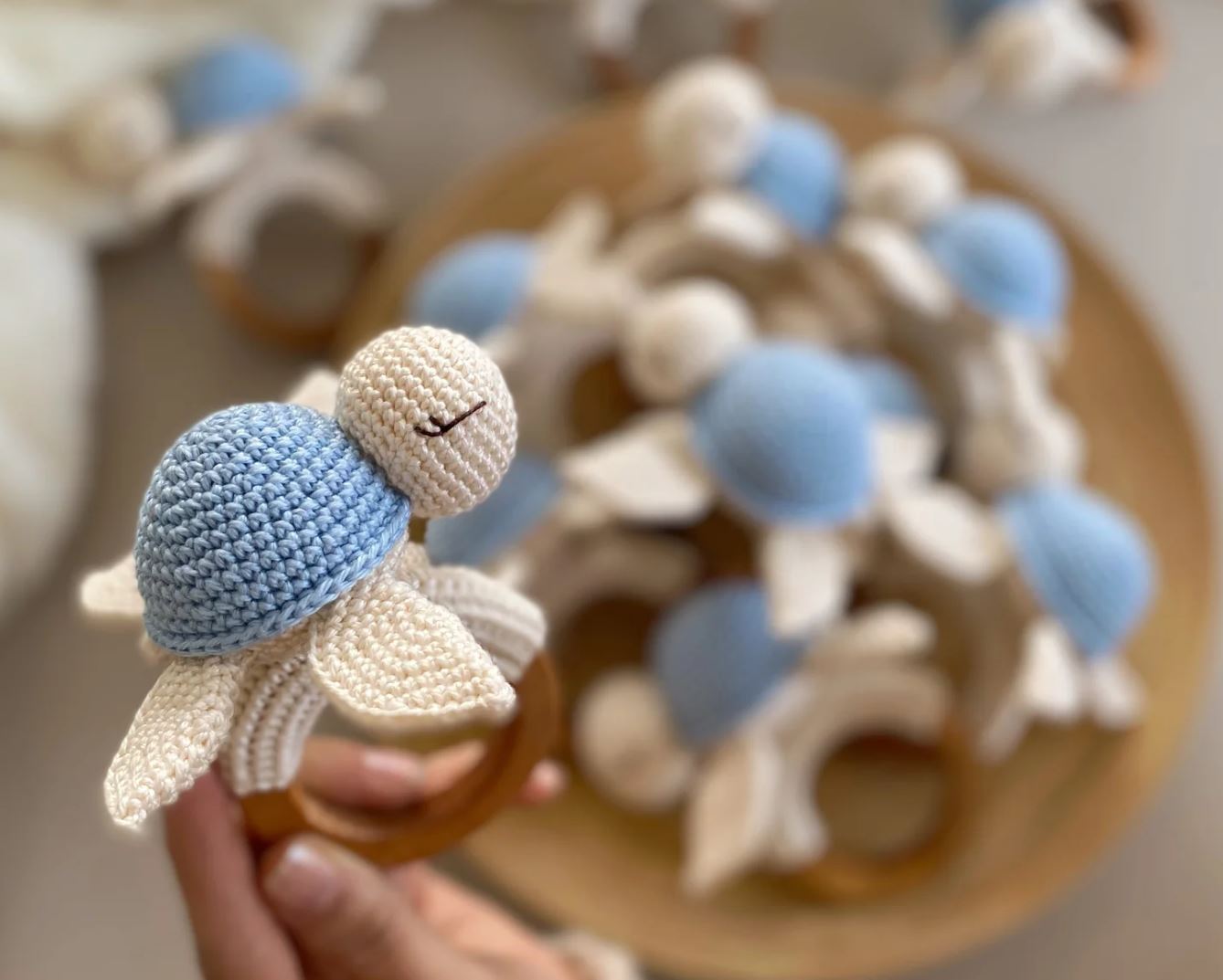 Gift for Newborn, Crochet Rattle, Baby Shower Gift, Turtle Rattle/teether