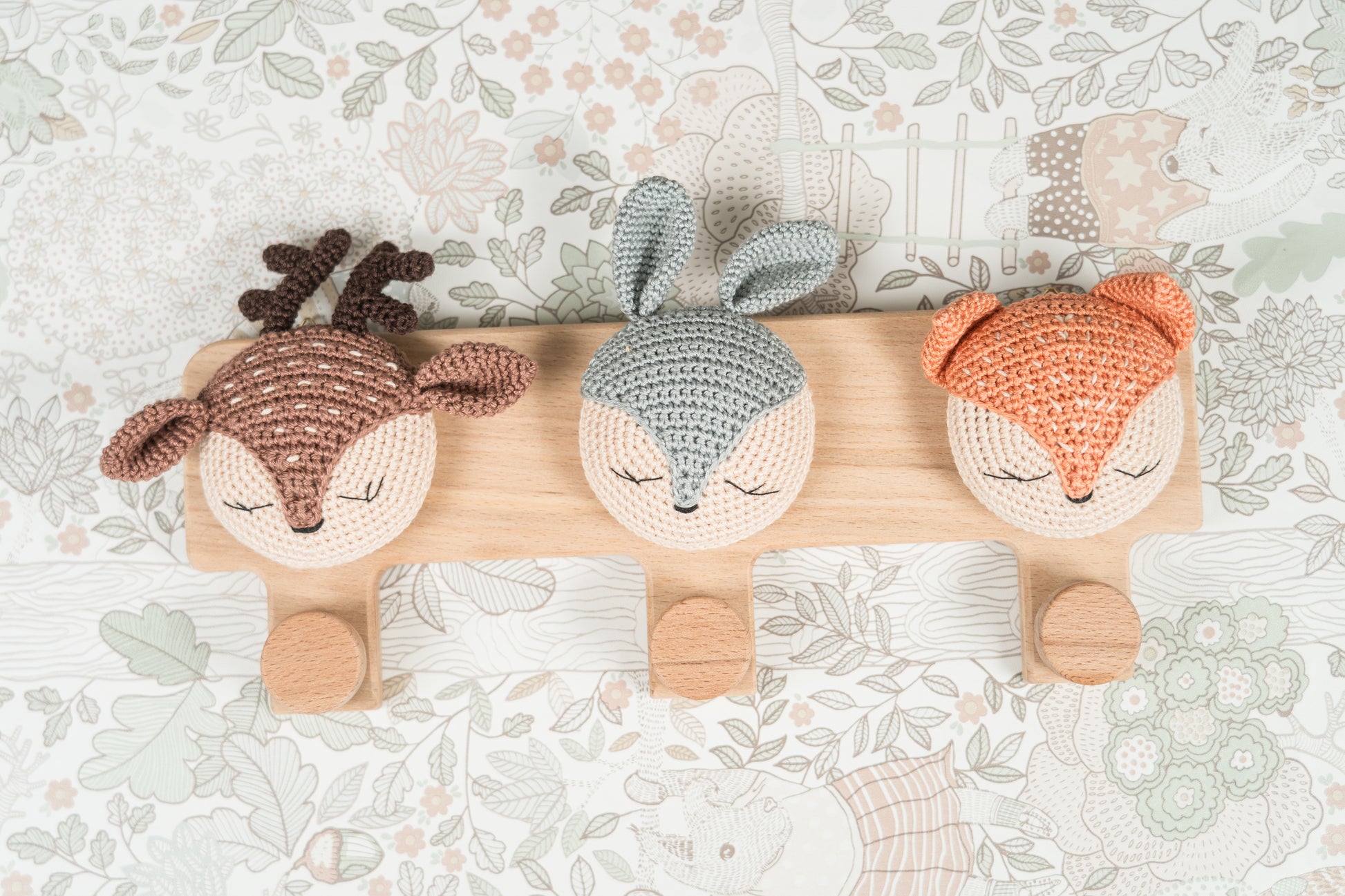 Handmade Nursery Wall Hook, Crochet Woodland Hanger – Rock-A-Toy